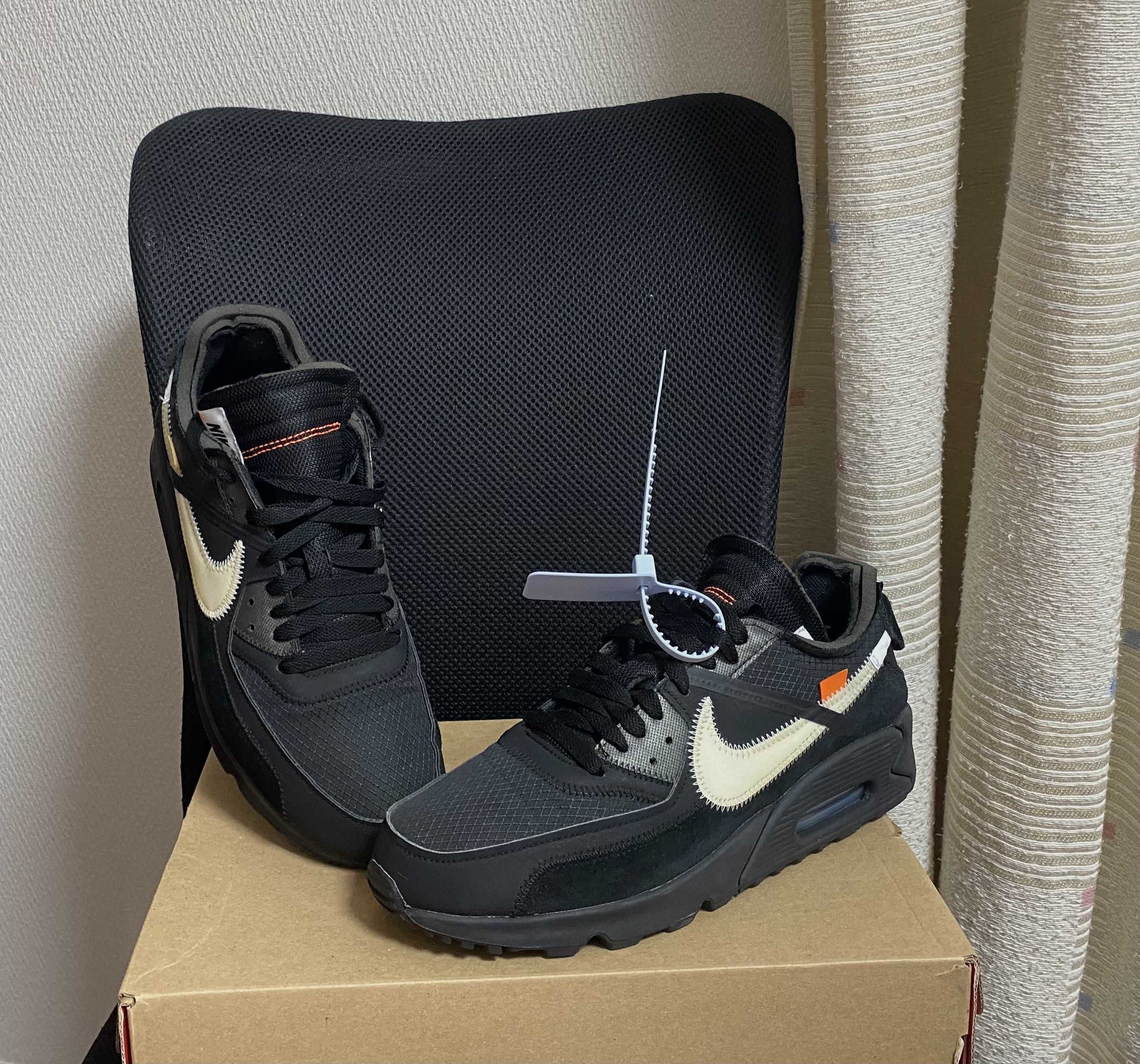 Off-White × Nike Air Max 90 "Black/Black-Cone-White"