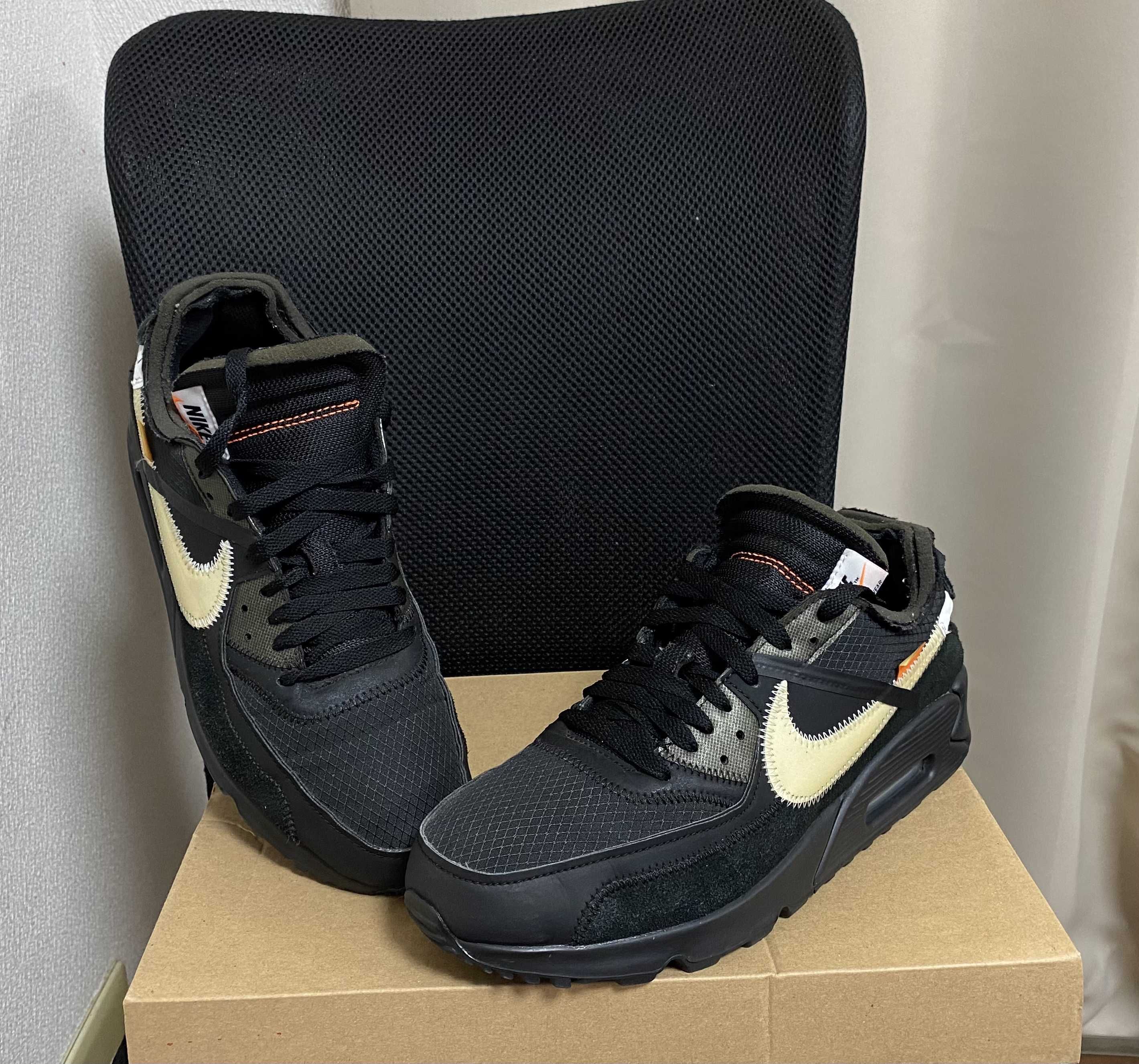 Off-White × Nike Air Max 90 "Black/Black-Cone-White"