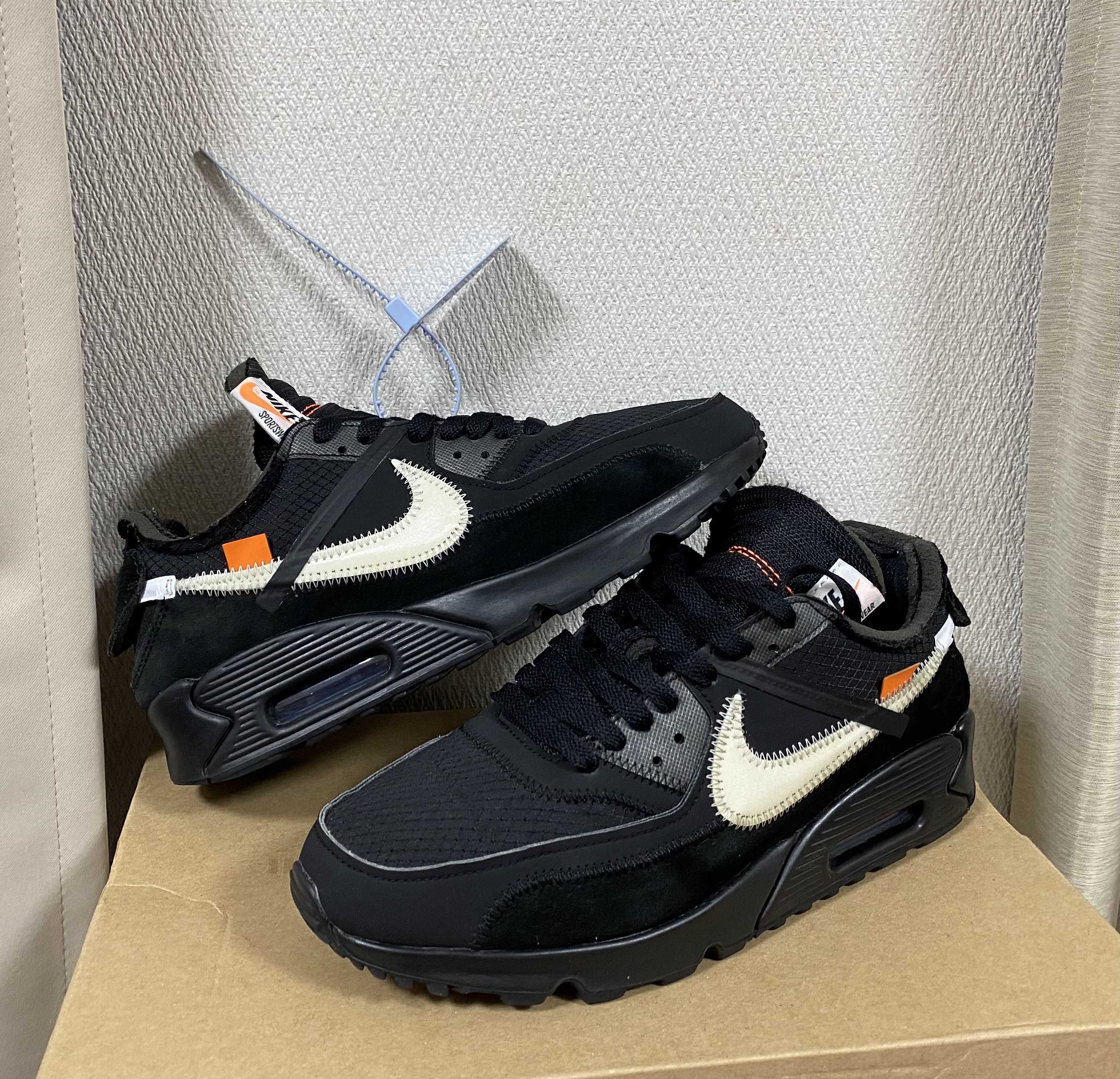 Off-White × Nike Air Max 90 "Black/Black-Cone-White"