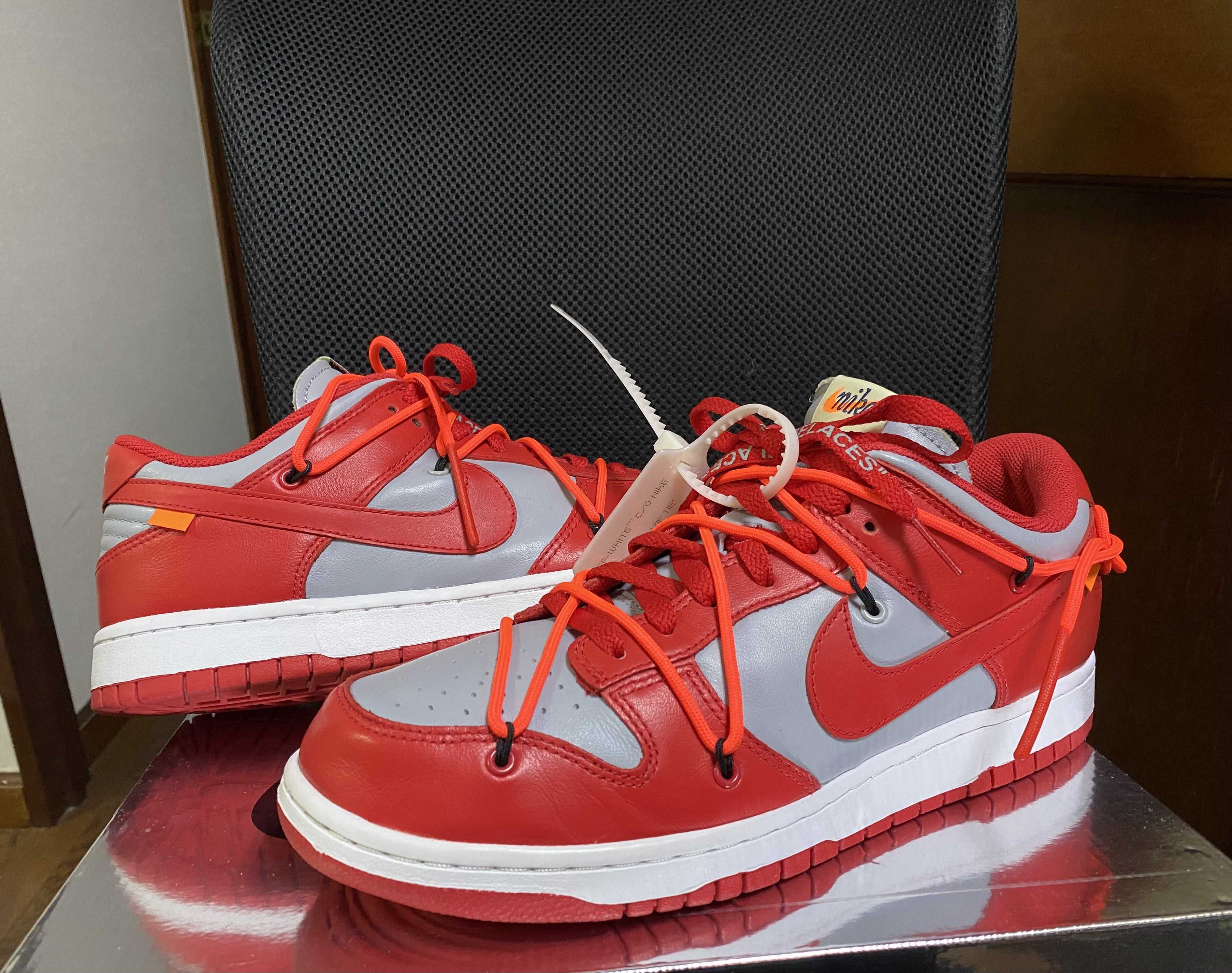 Off-White × Nike Dunk Low "University Red/Wolf Grey"