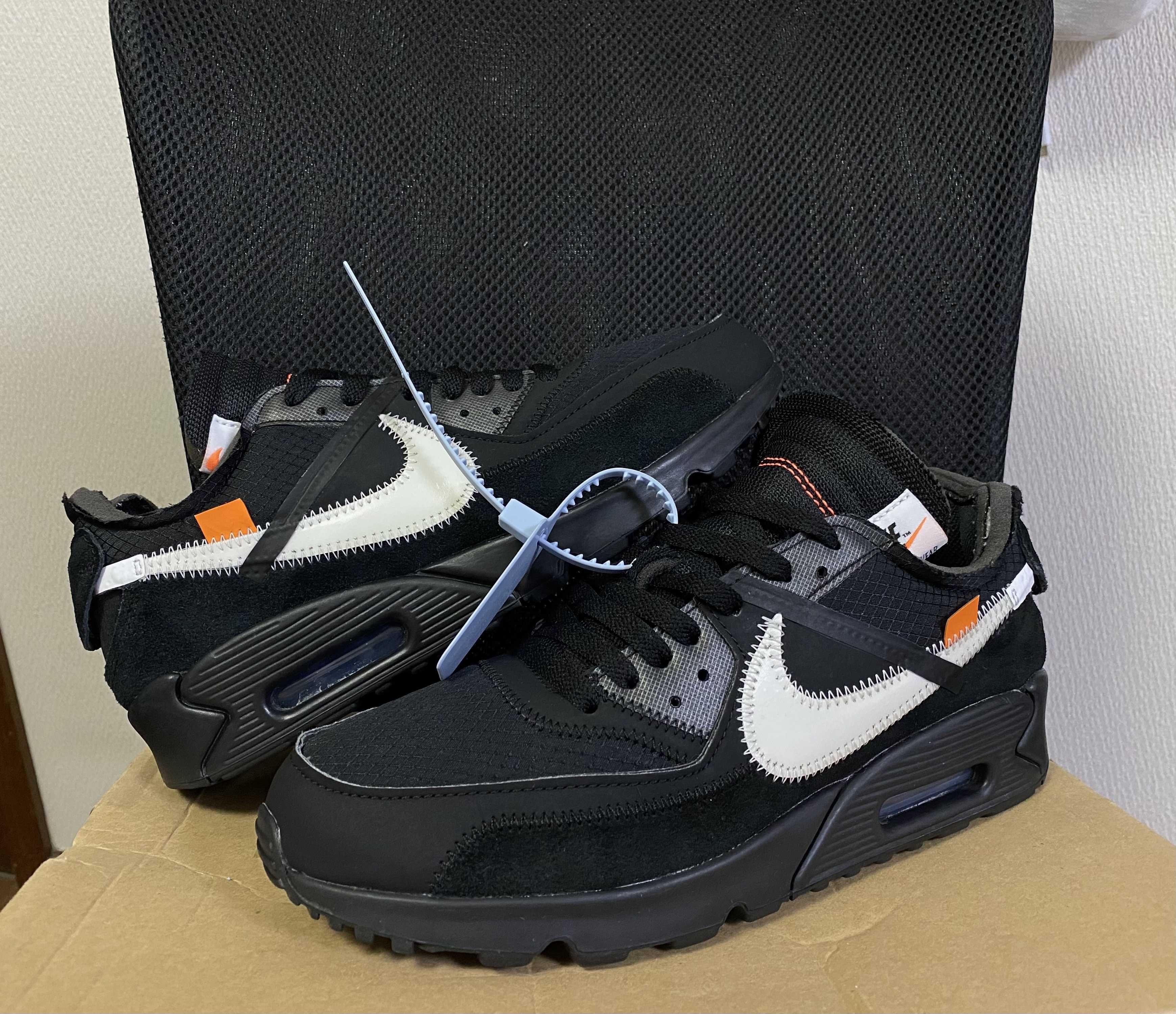 Off-White × Nike Air Max 90 "Black/Black-Cone-White"