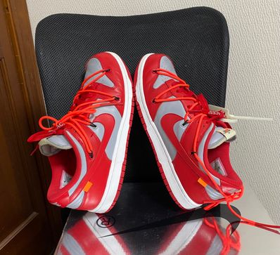 Off-White × Nike Dunk Low "University Red/Wolf Grey"