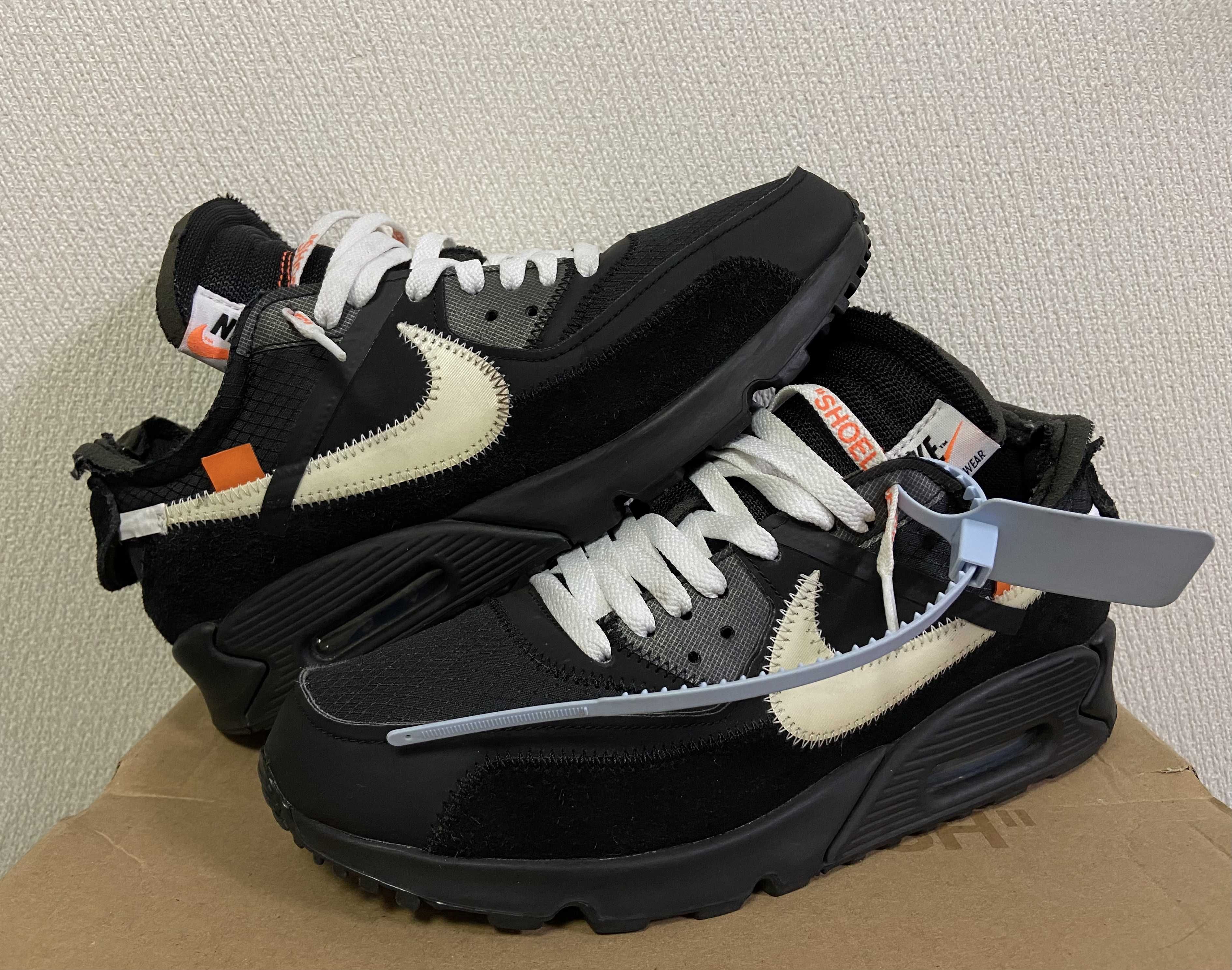 Off-White × Nike Air Max 90 "Black/Black-Cone-White"