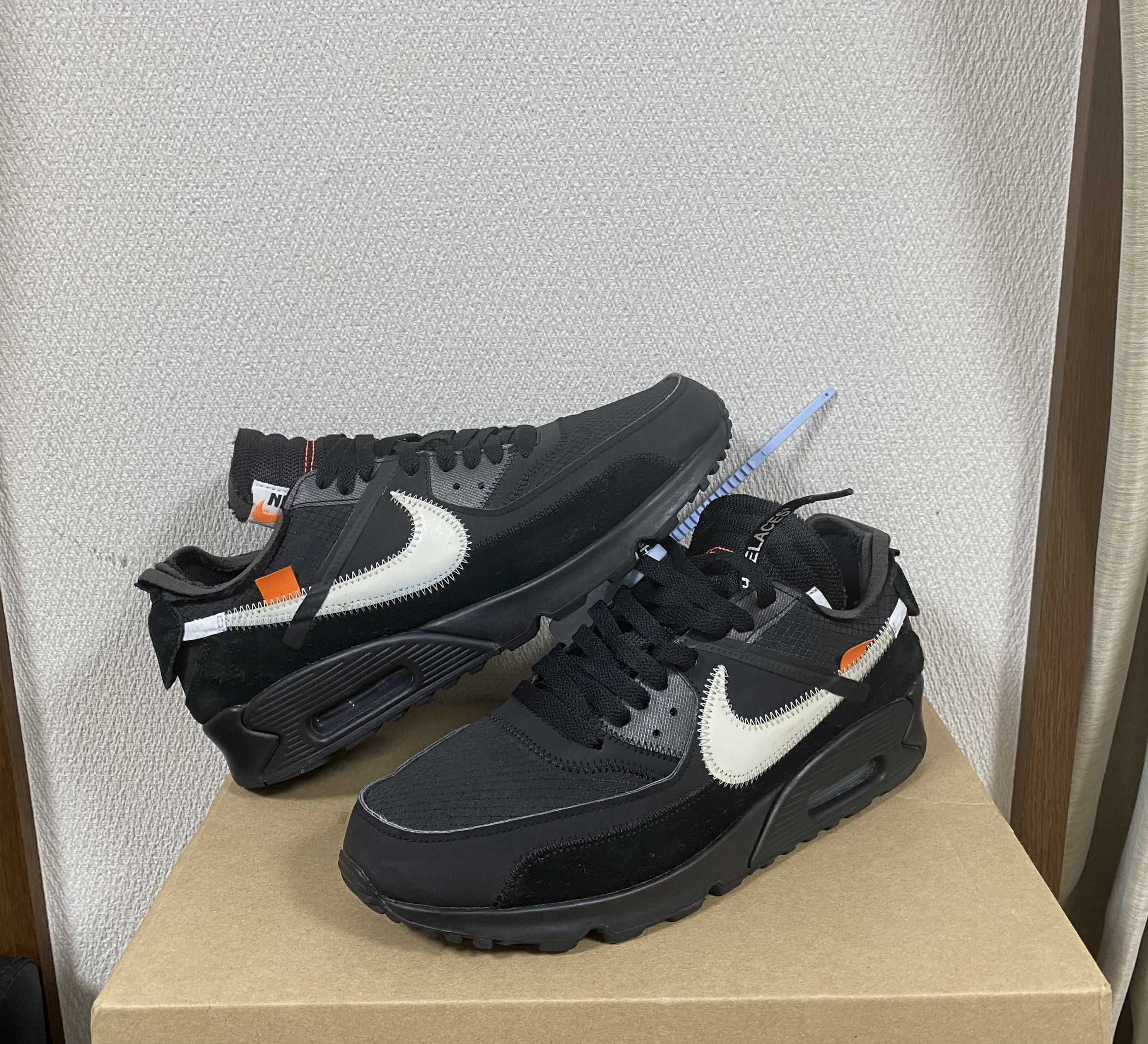 Off-White × Nike Air Max 90 "Black/Black-Cone-White"