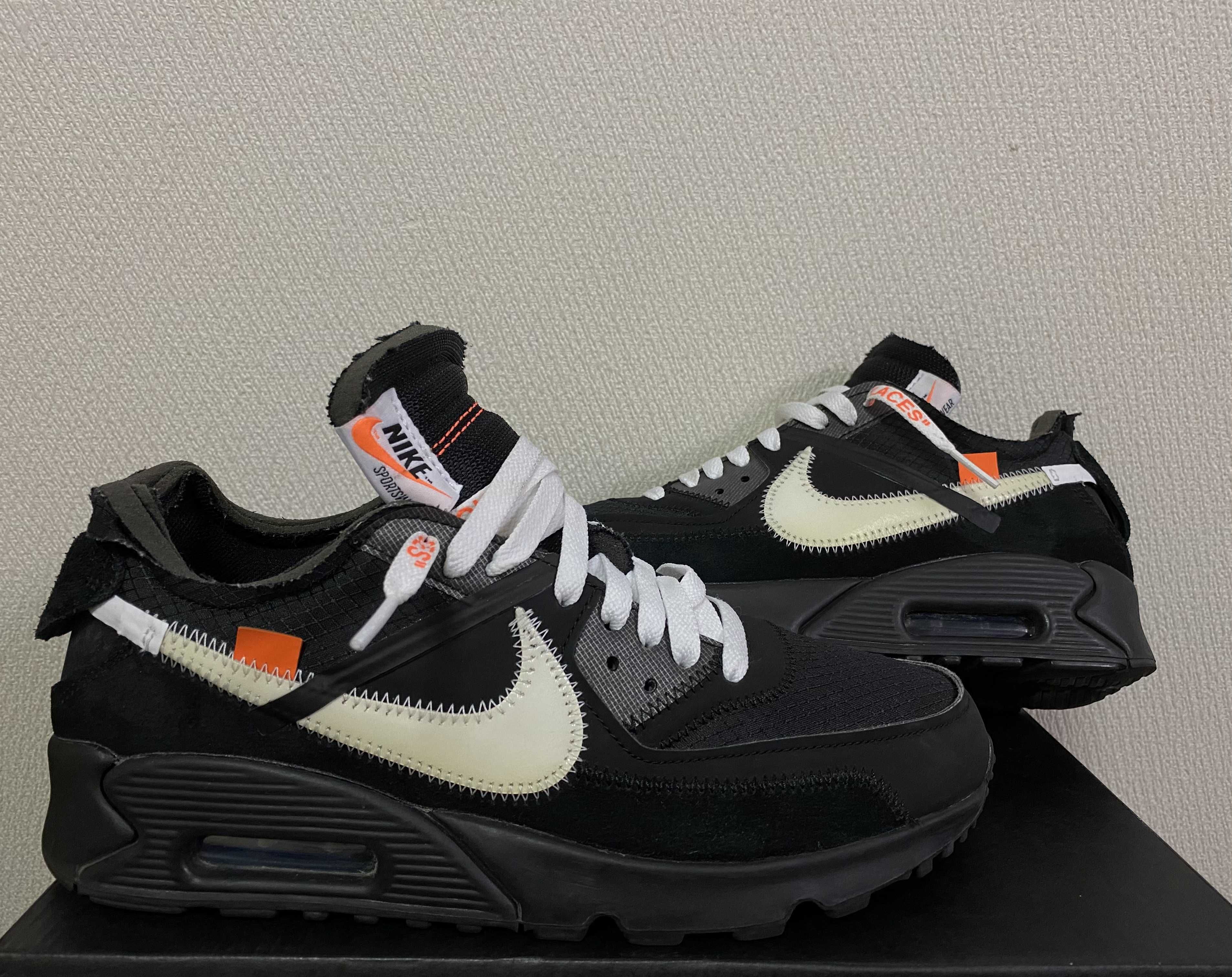 Off-White × Nike Air Max 90 "Black/Black-Cone-White"