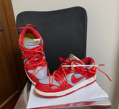 Off-White × Nike Dunk Low "University Red/Wolf Grey"