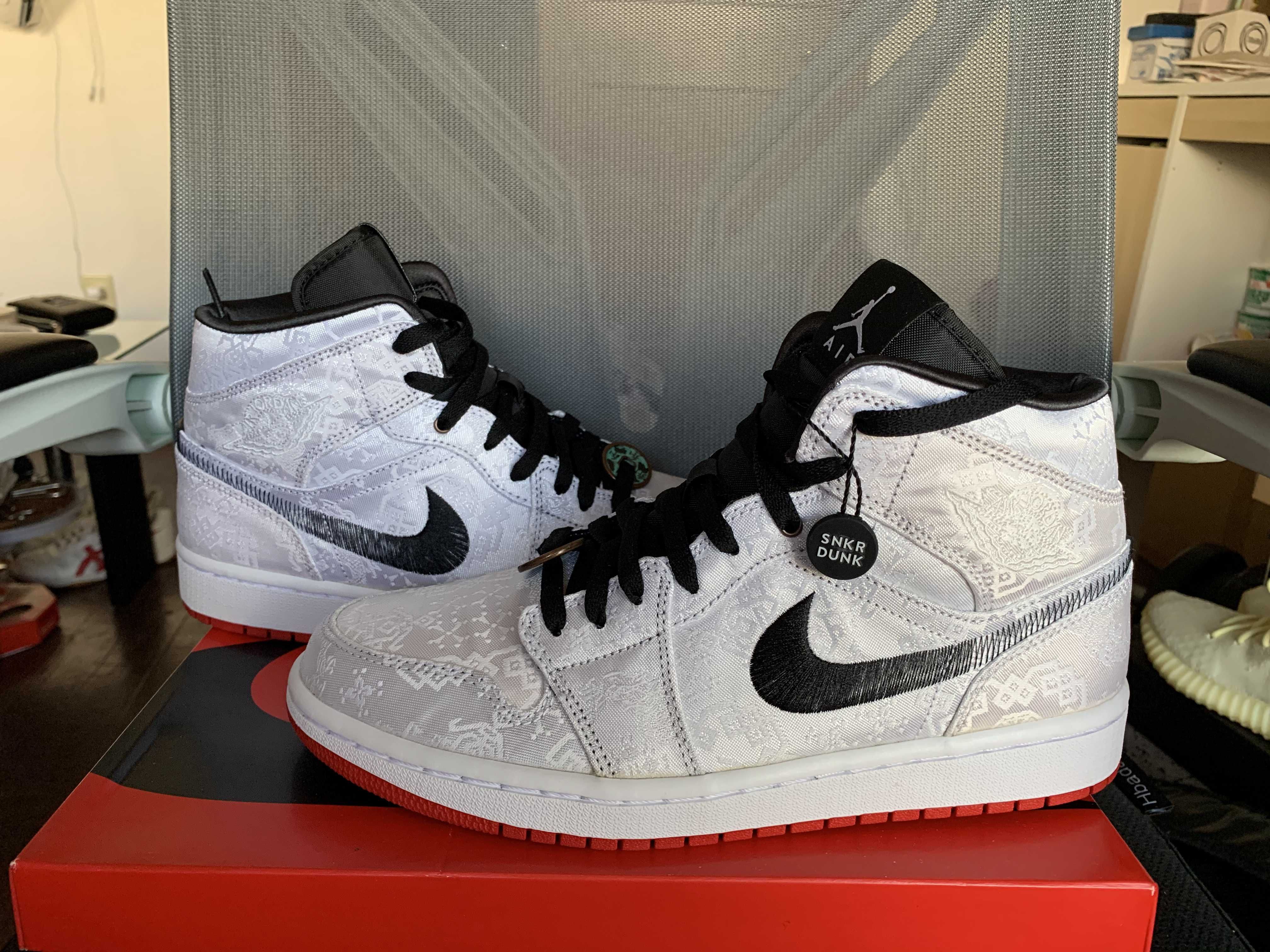 CLOT × Nike Air Jordan 1 Mid SE Fearless "White/Black/Red"