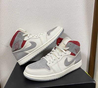 SNS×NIKE AIR JORDAN 1 MID "GREY/RED"