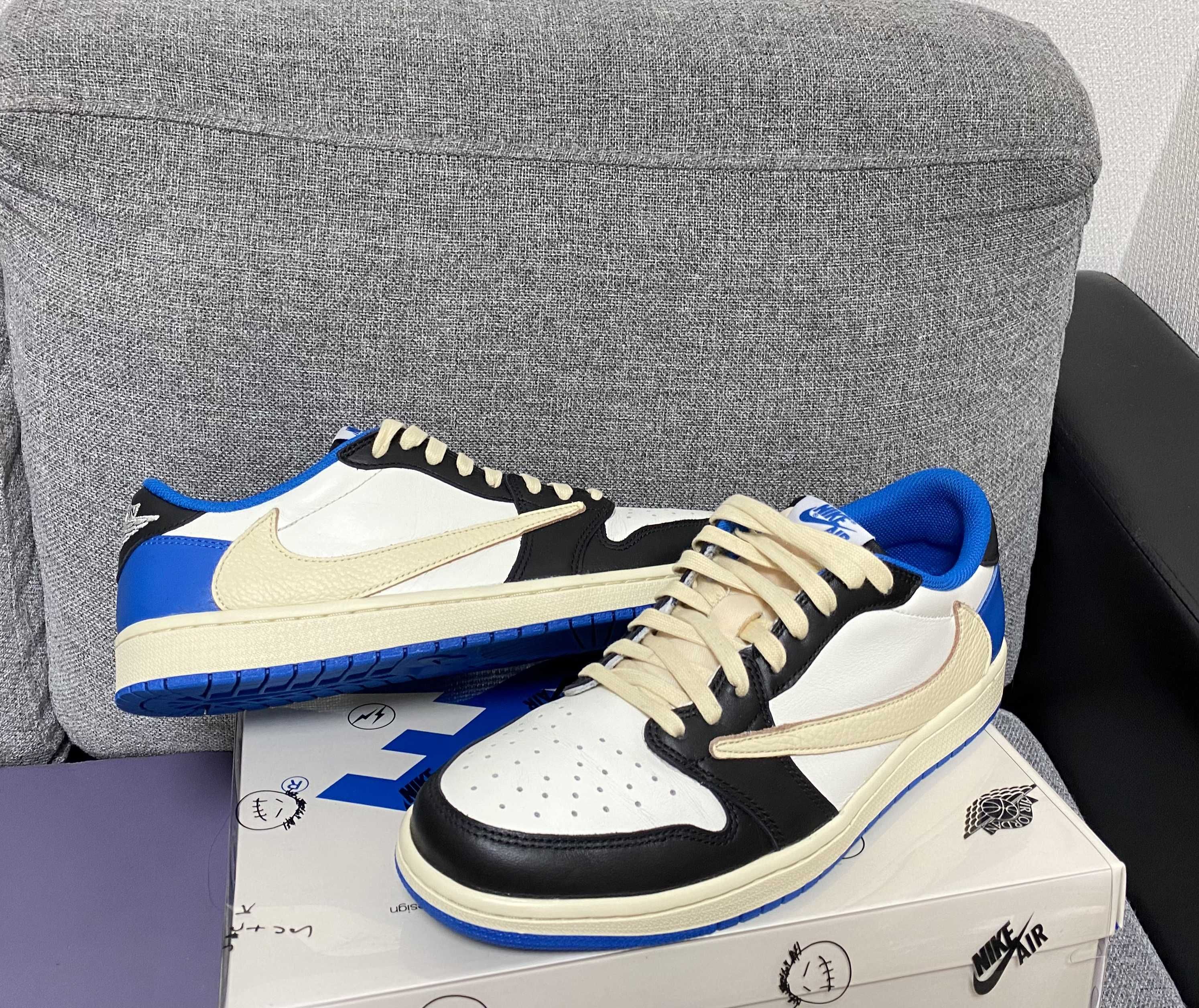 Travis Scott × fragment design × Nike Air Jordan 1 Low OG SP "Military Blue"