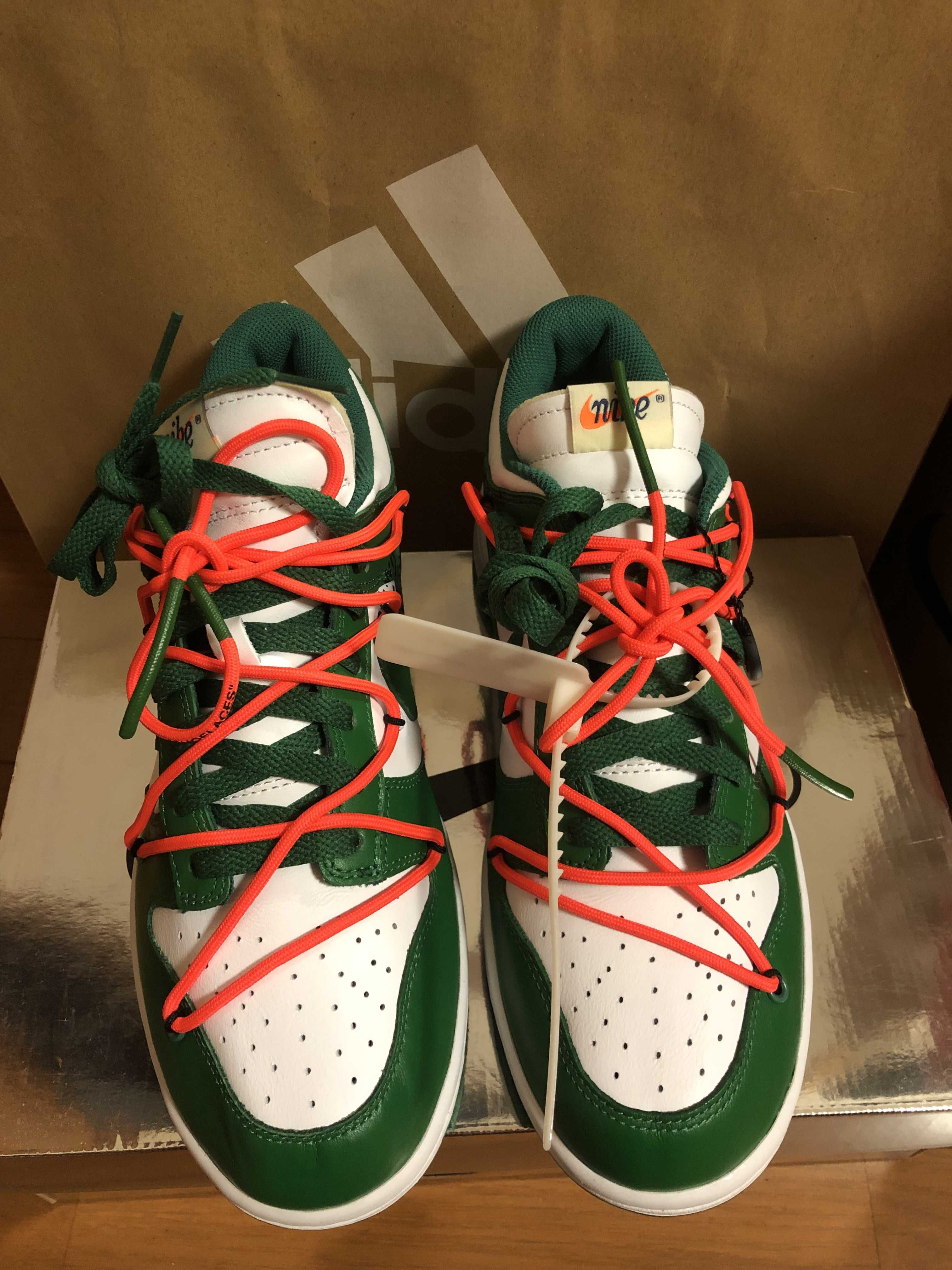 Off-White × Nike Dunk Low "White/Pine Green"