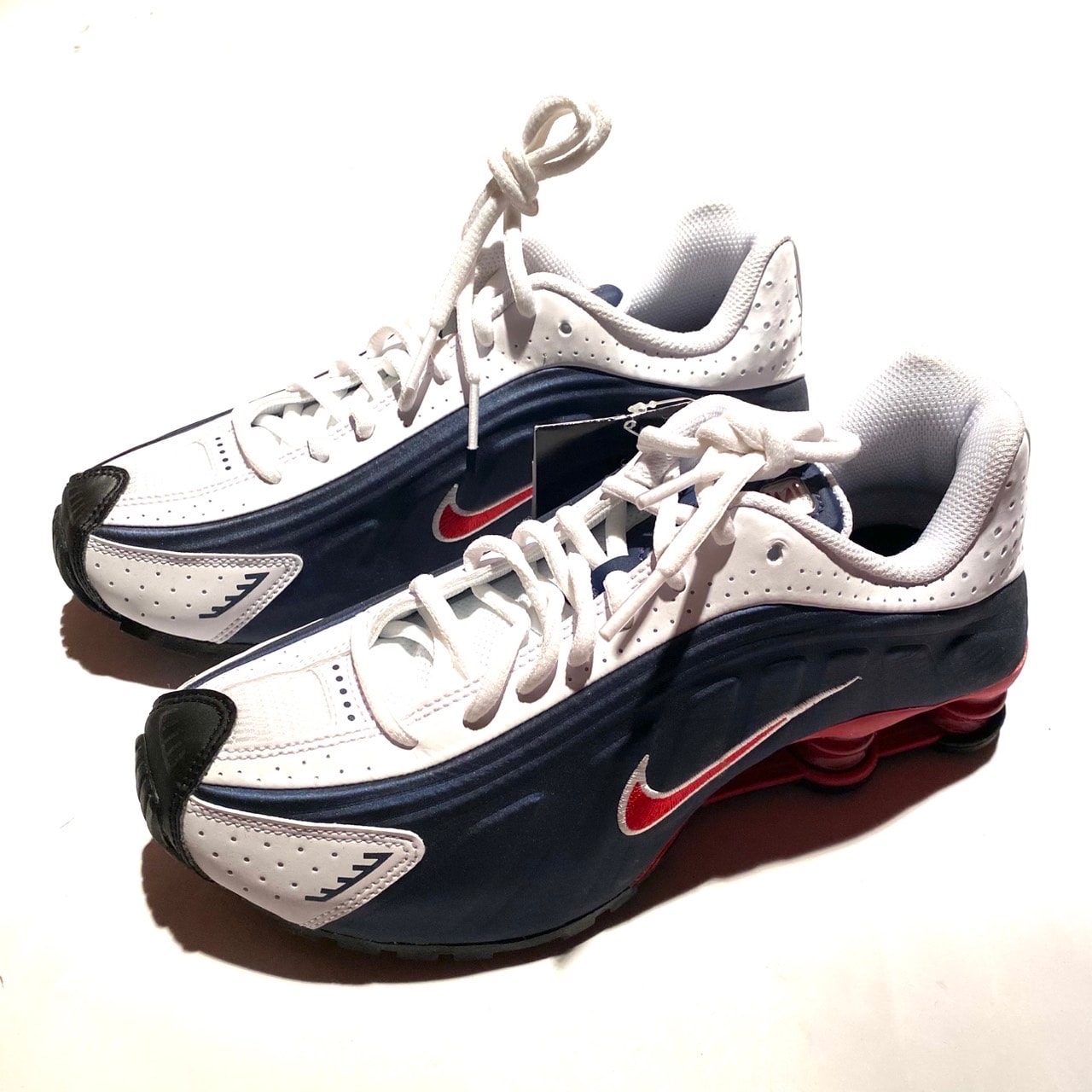 Nike GS Shox R4 "Midnight Navy/White/Metallic Silver/Gym Red"