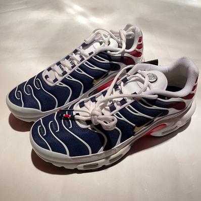 Paris Saint-Germain (PSG) × Nike Air Max Plus "White/Midnight Navy/University Red/Metallic Gold"