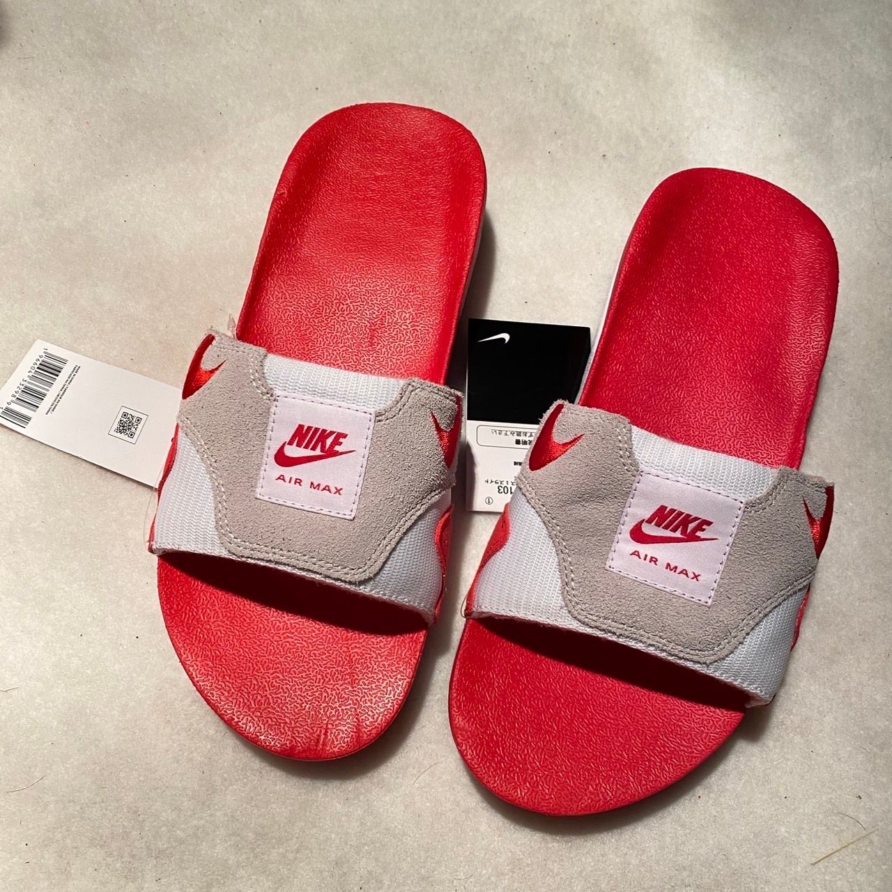 Nike Air Max 1 Slide "Light Neutral Grey and University Red"