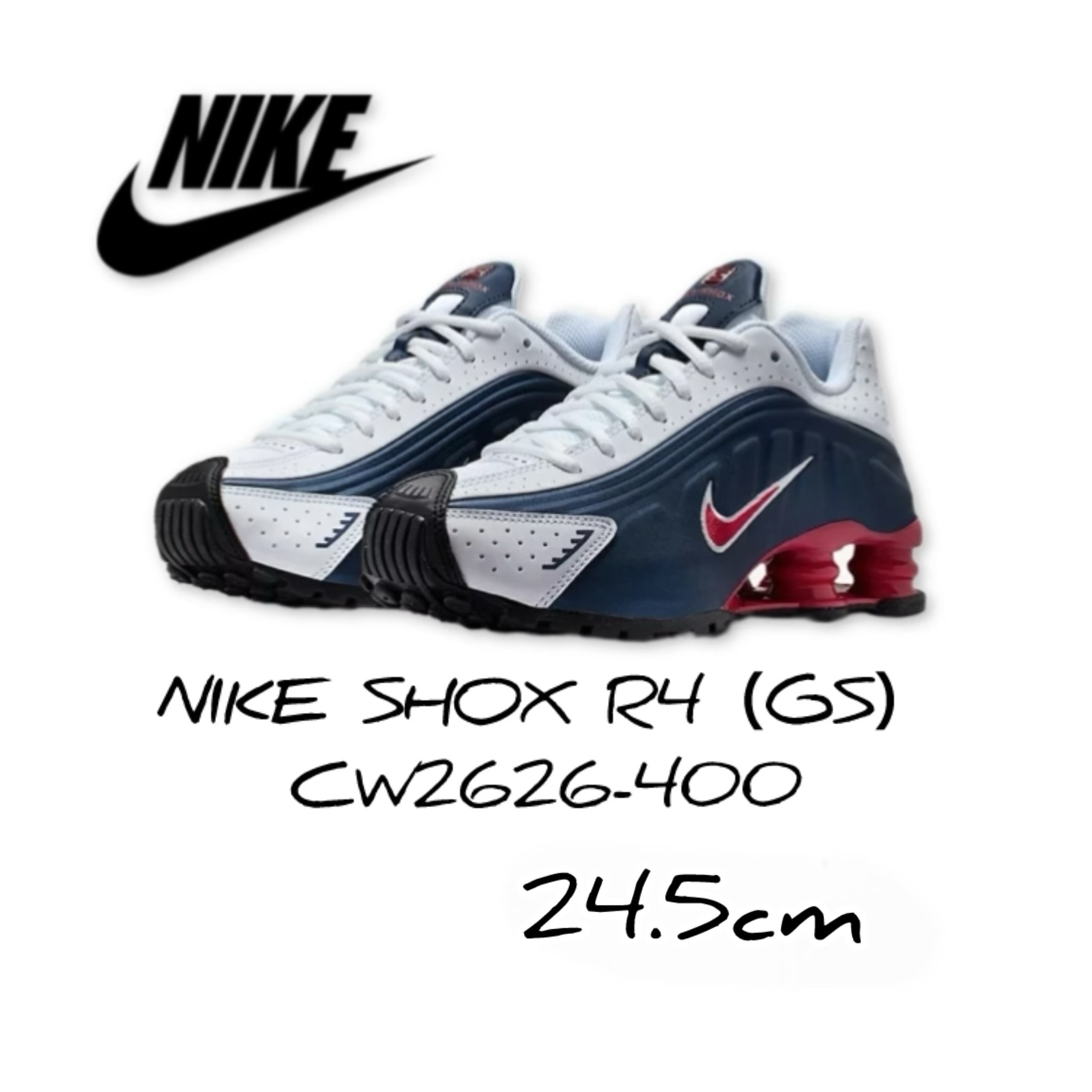 Nike GS Shox R4 "Midnight Navy/White/Metallic Silver/Gym Red"