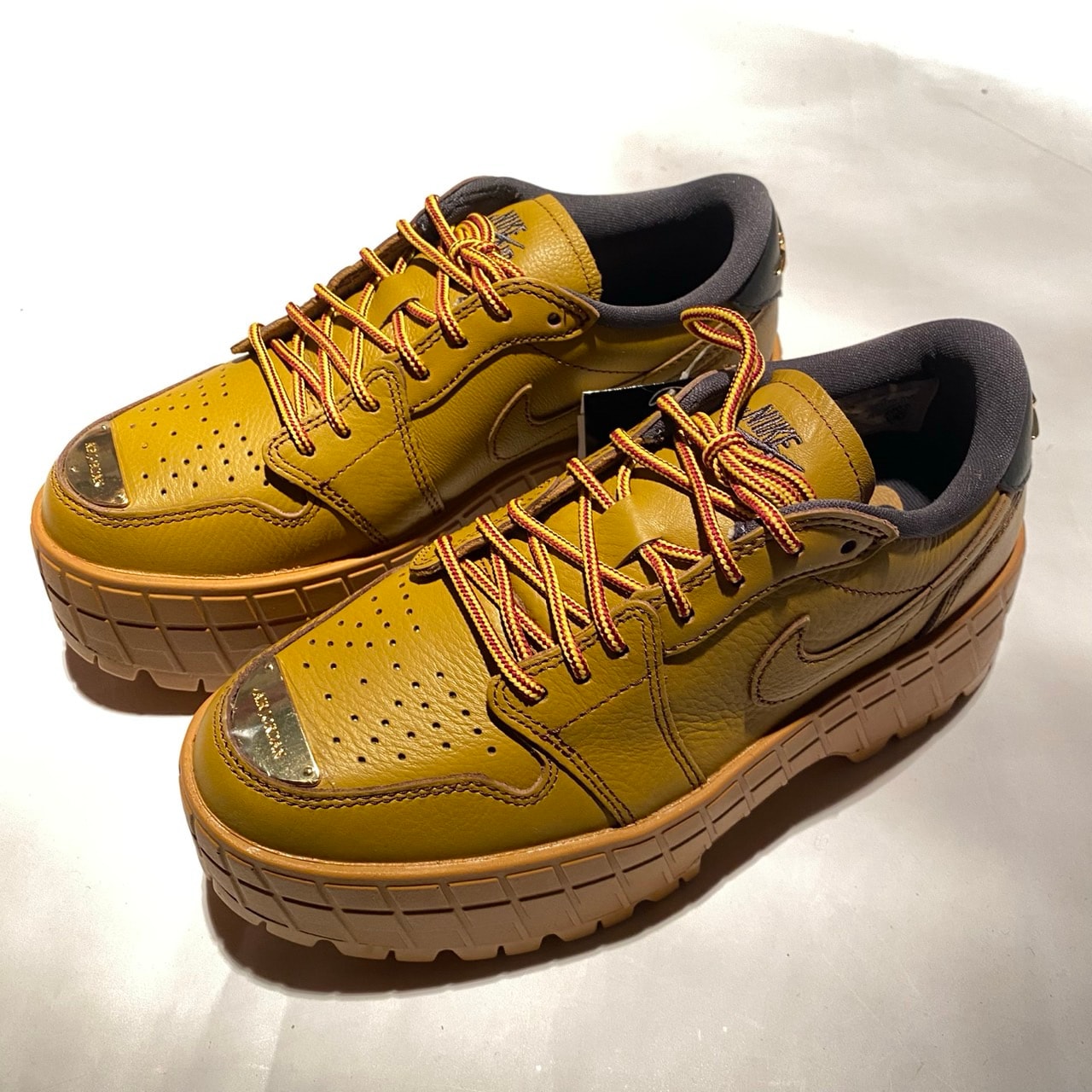 Nike Women's Air Jordan 1 Brooklyn Low "Wheat/Team Red/Metallic Gold"