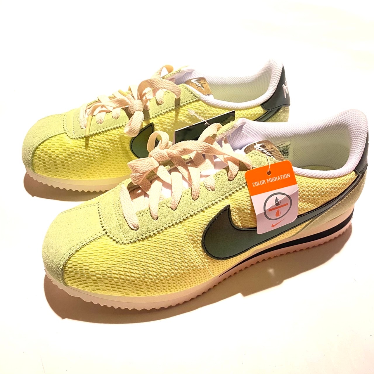 Nike Cortez TXT "Light Lemon Twist/Black/Coconut Milk/White"