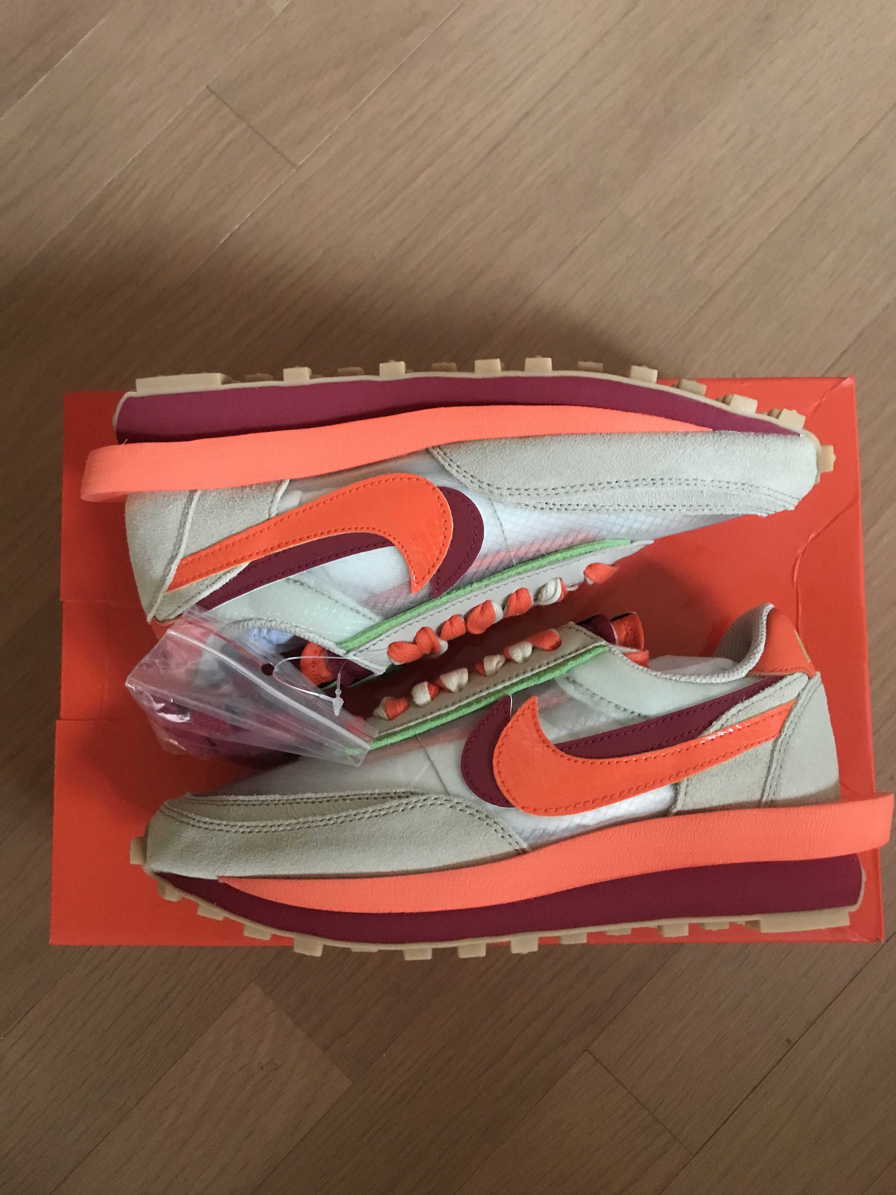 CLOT × Sacai × Nike LD Waffle "Orange Blaze"