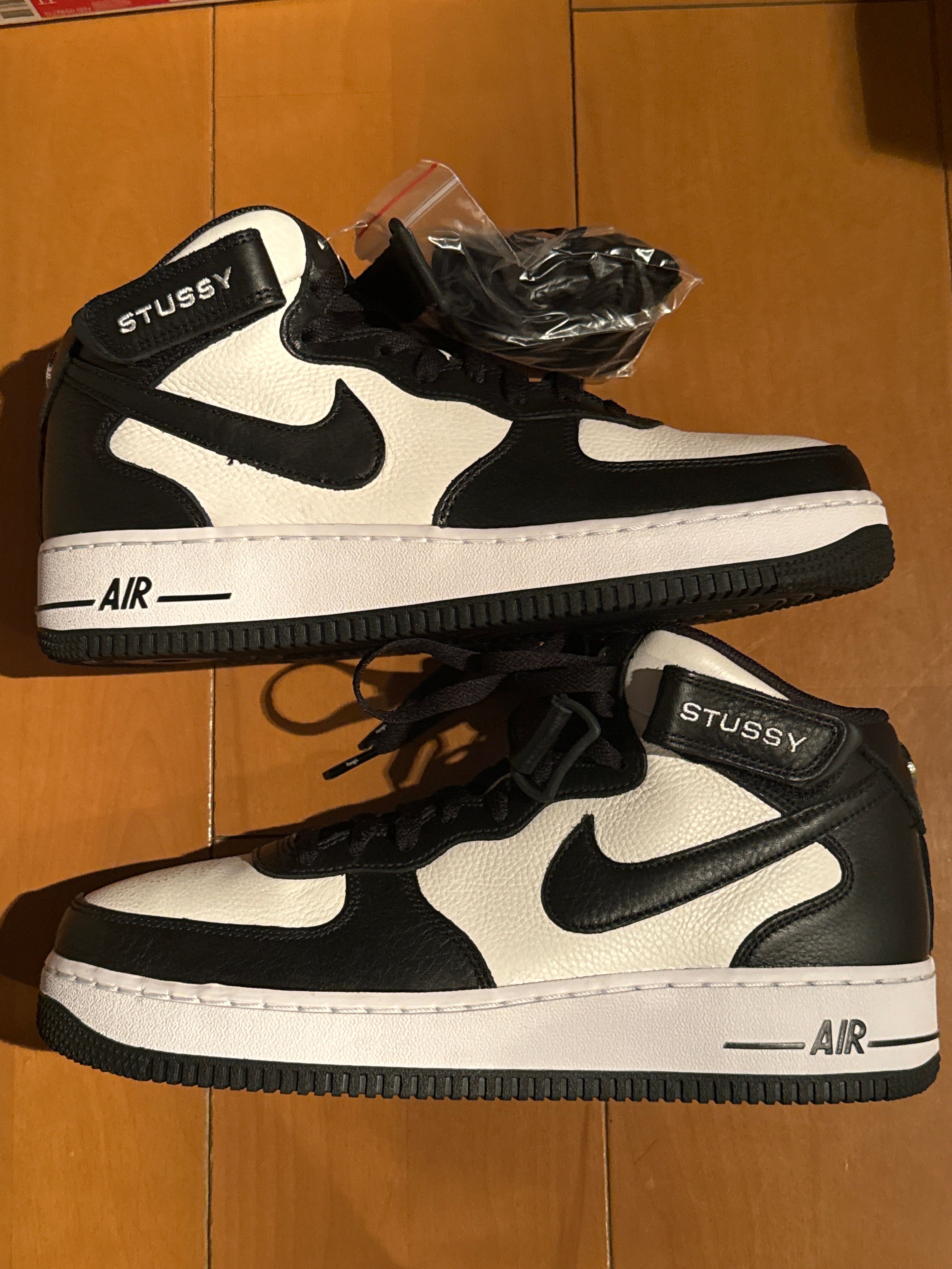 Stussy × Nike Air Force 1 Mid "Black and Light Bone"