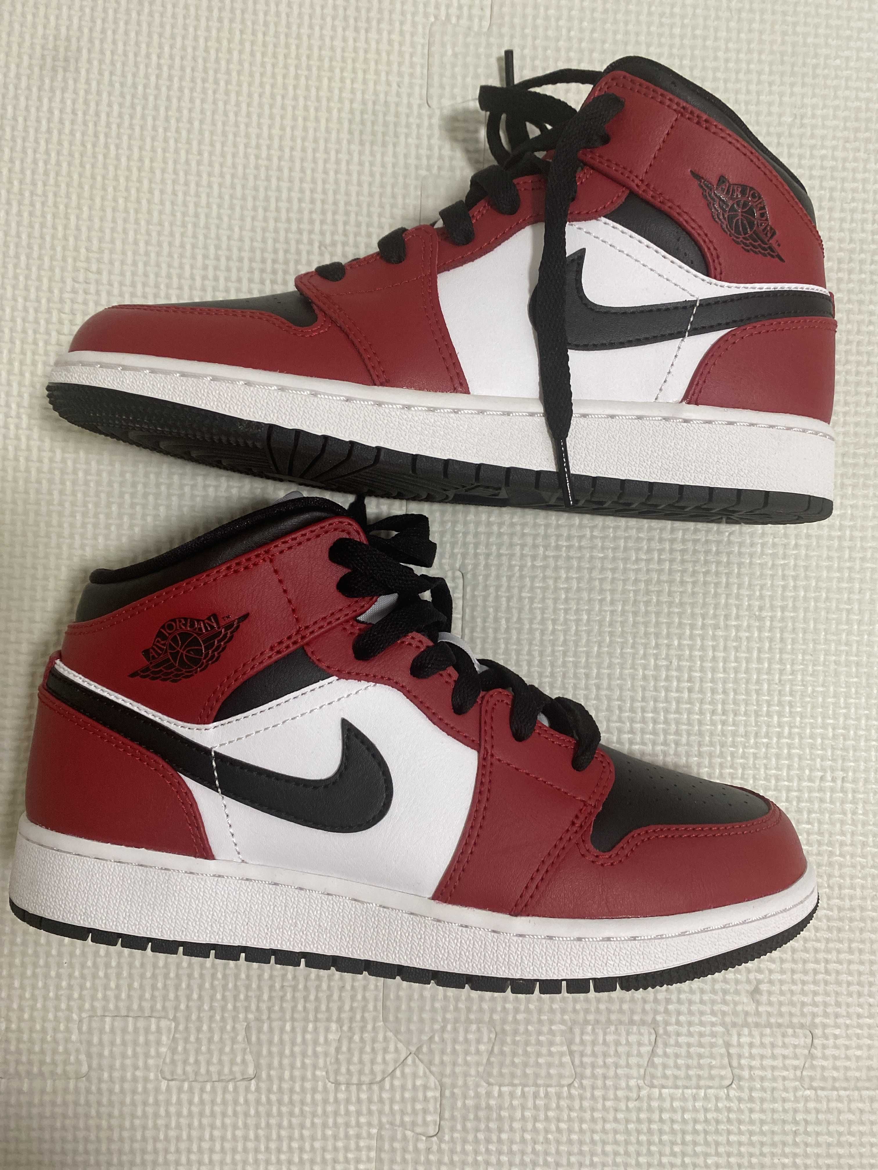 Nike GS Air Jordan 1 Mid "Black/Gym Red-White"