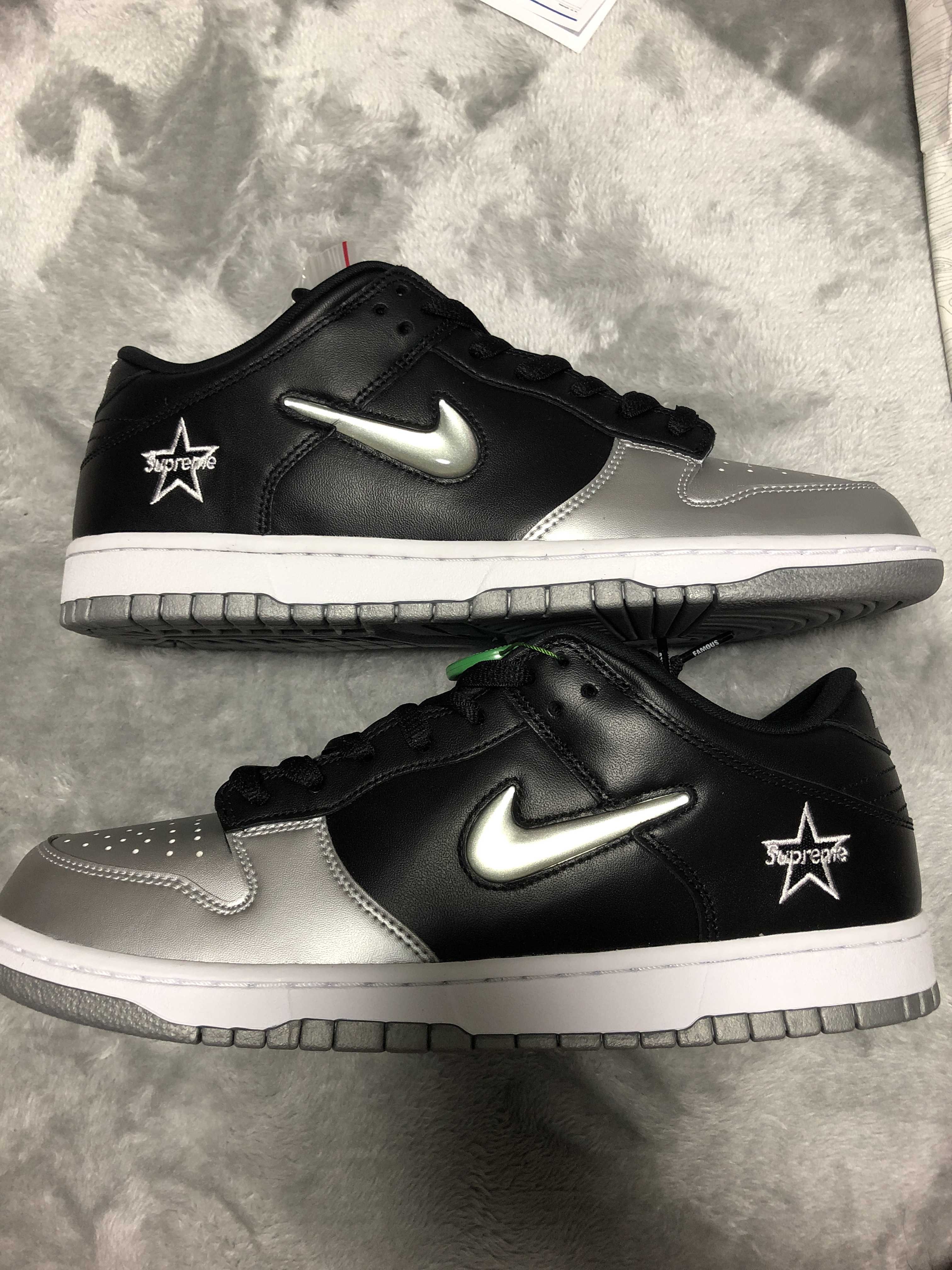 Supreme × Nike Dunk Low "Metallic Silver/Black"