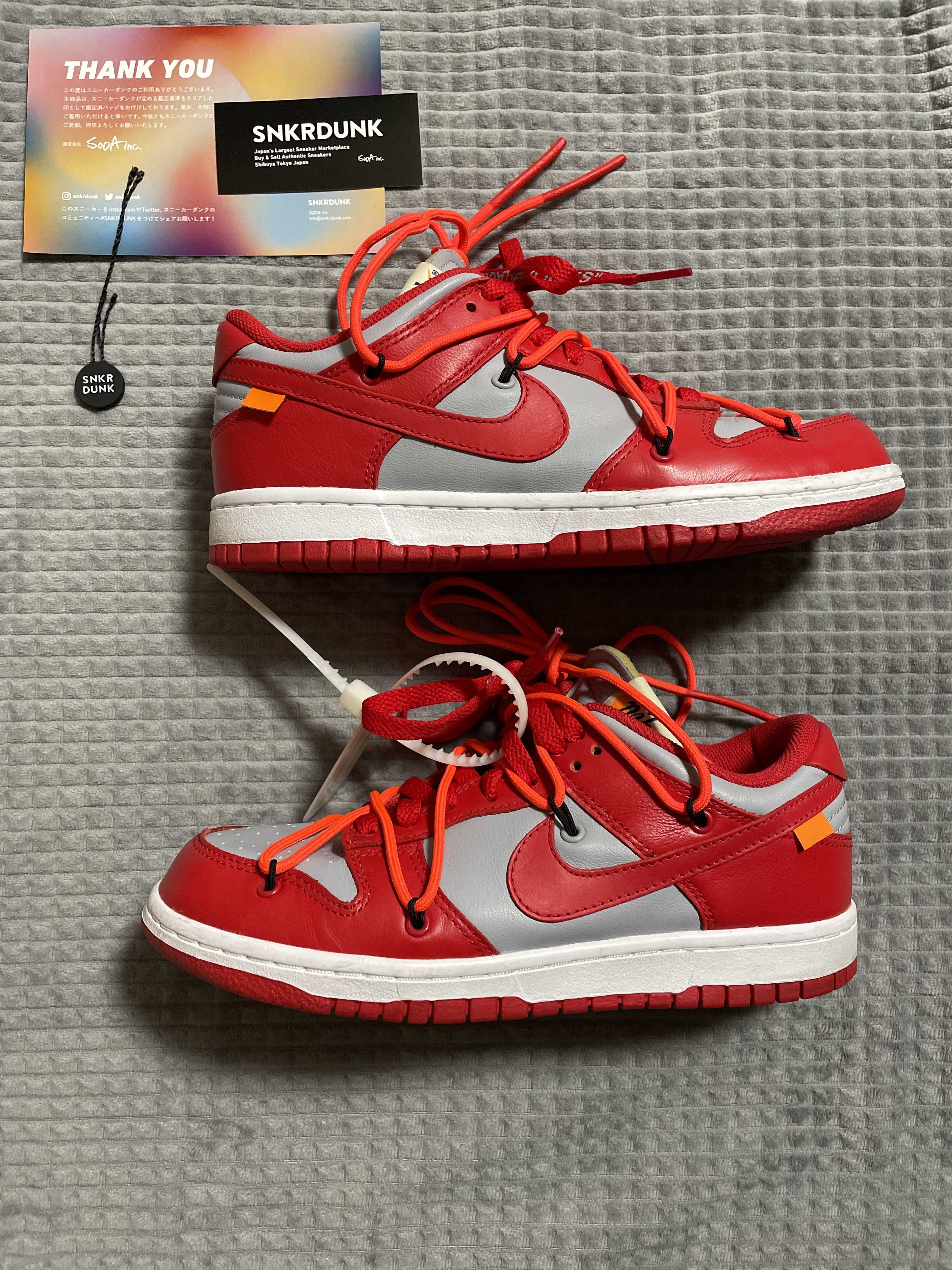 Off-White × Nike Dunk Low "University Red/Wolf Grey"