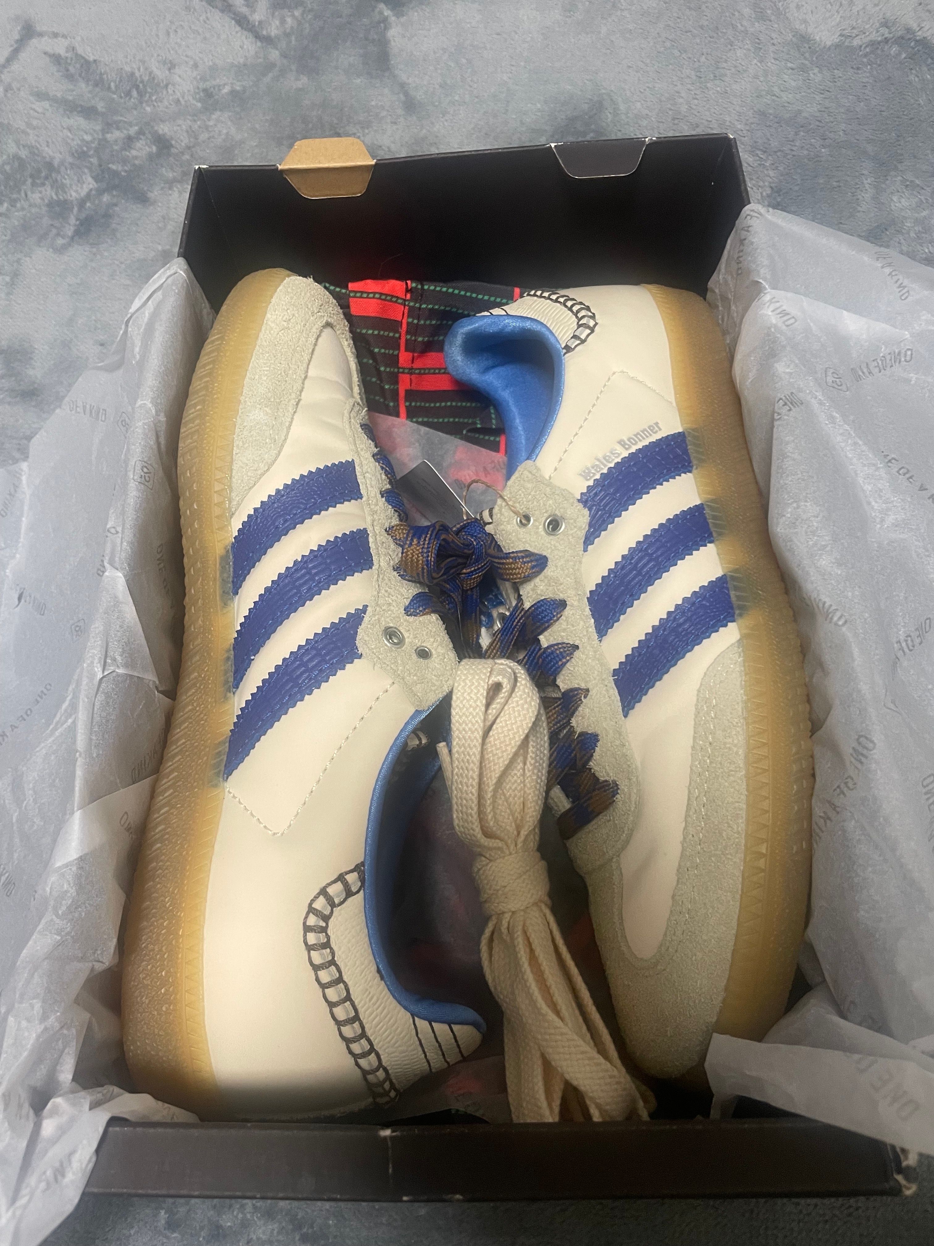 Wales Bonner × adidas Nylon Samba "Wonder Clay/Team Royal Blue/Wonder White"