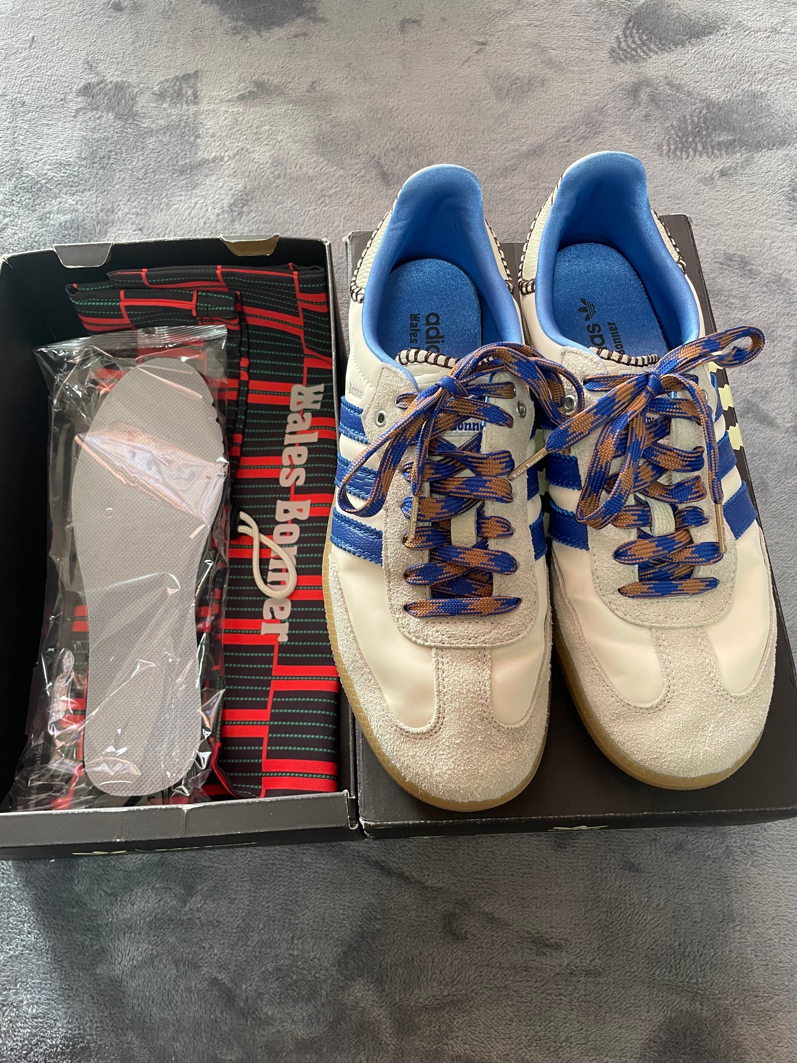 Wales Bonner × adidas Nylon Samba "Wonder Clay/Team Royal Blue/Wonder White"