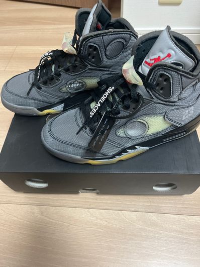 Off-White × Nike Air Jordan 5 "Black/Muslin/Fire Red"