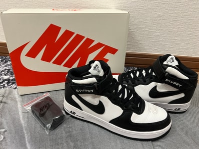 Stussy × Nike Air Force 1 Mid "Black and Light Bone"