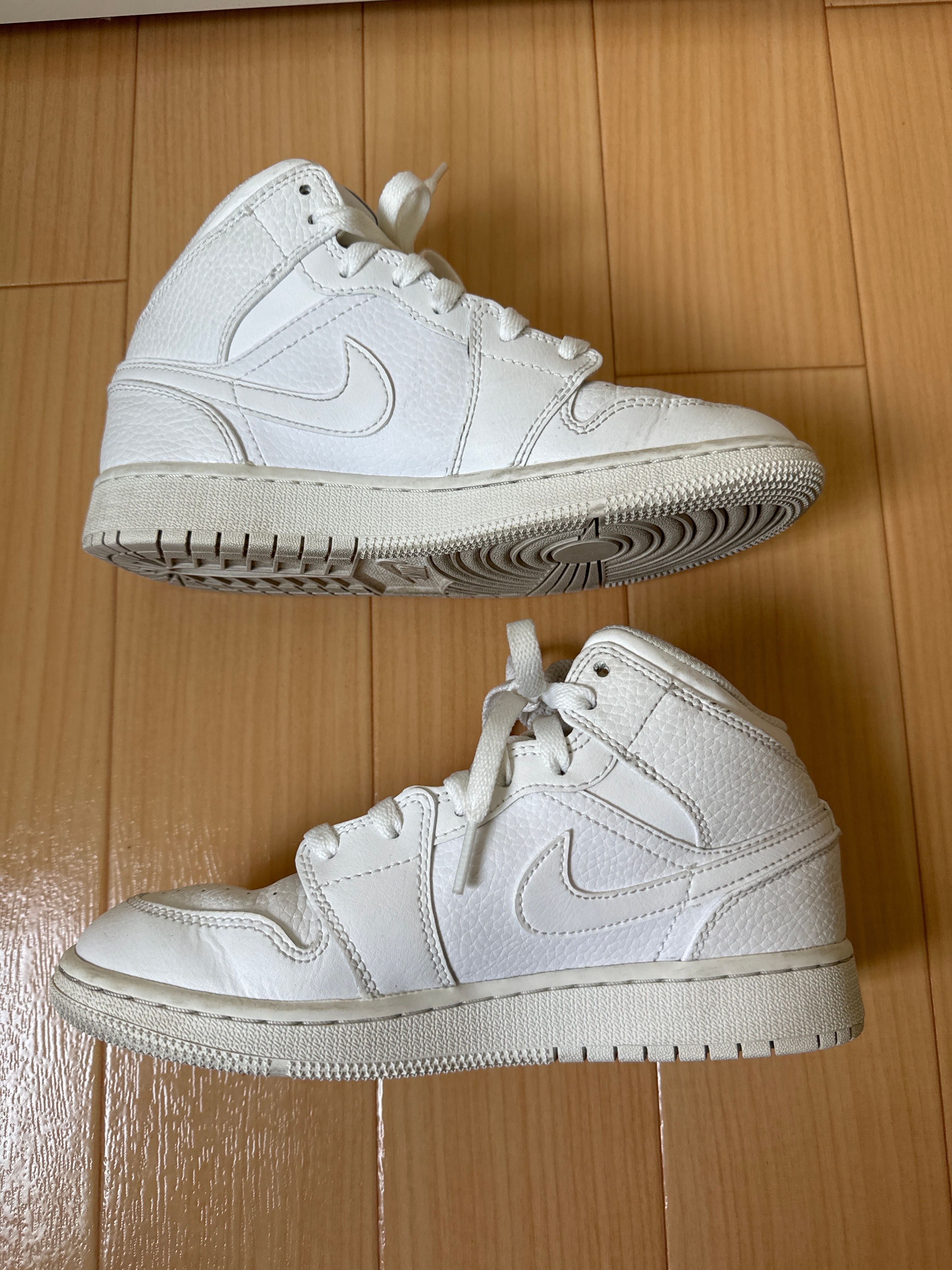 Nike Air Jordan 1 Mid "White/Pure Platinum" (ヒール:JUMPMANロゴなし)