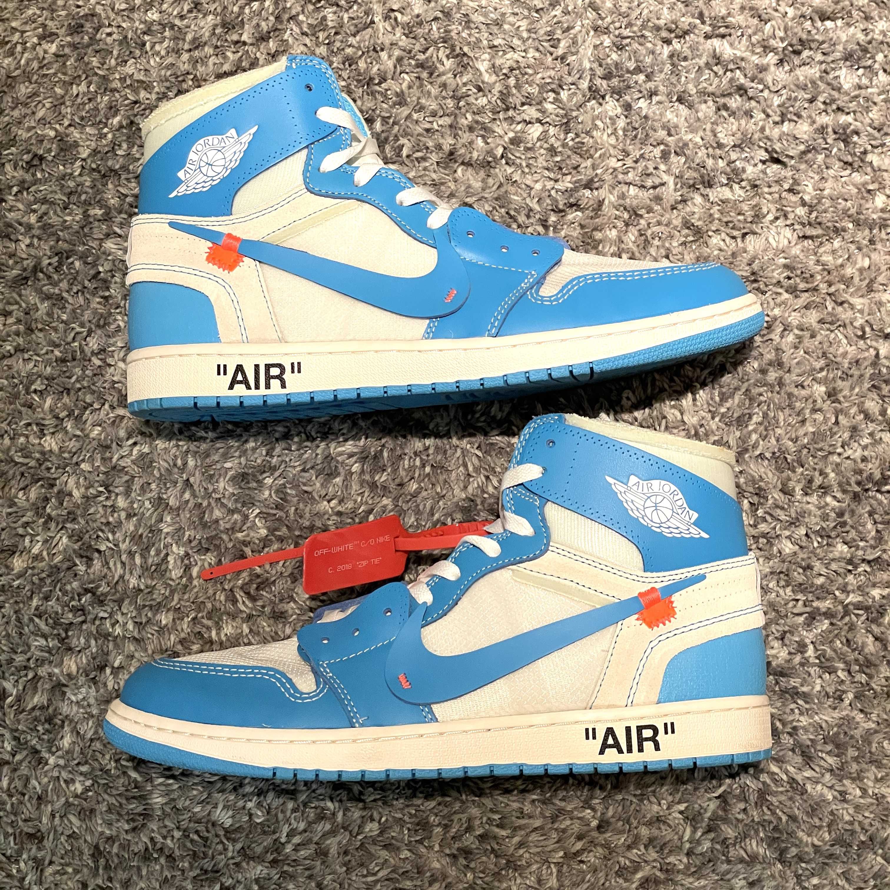 Off-White × Nike Air Jordan 1 High UNC "White/Dark Powder Blue"