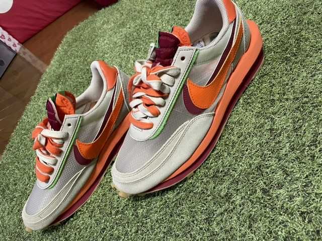 CLOT × Sacai × Nike LD Waffle "Orange Blaze"