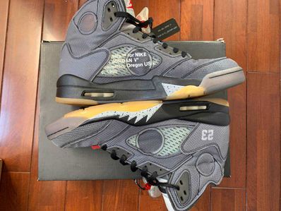 Off-White × Nike Air Jordan 5 "Black/Muslin/Fire Red"