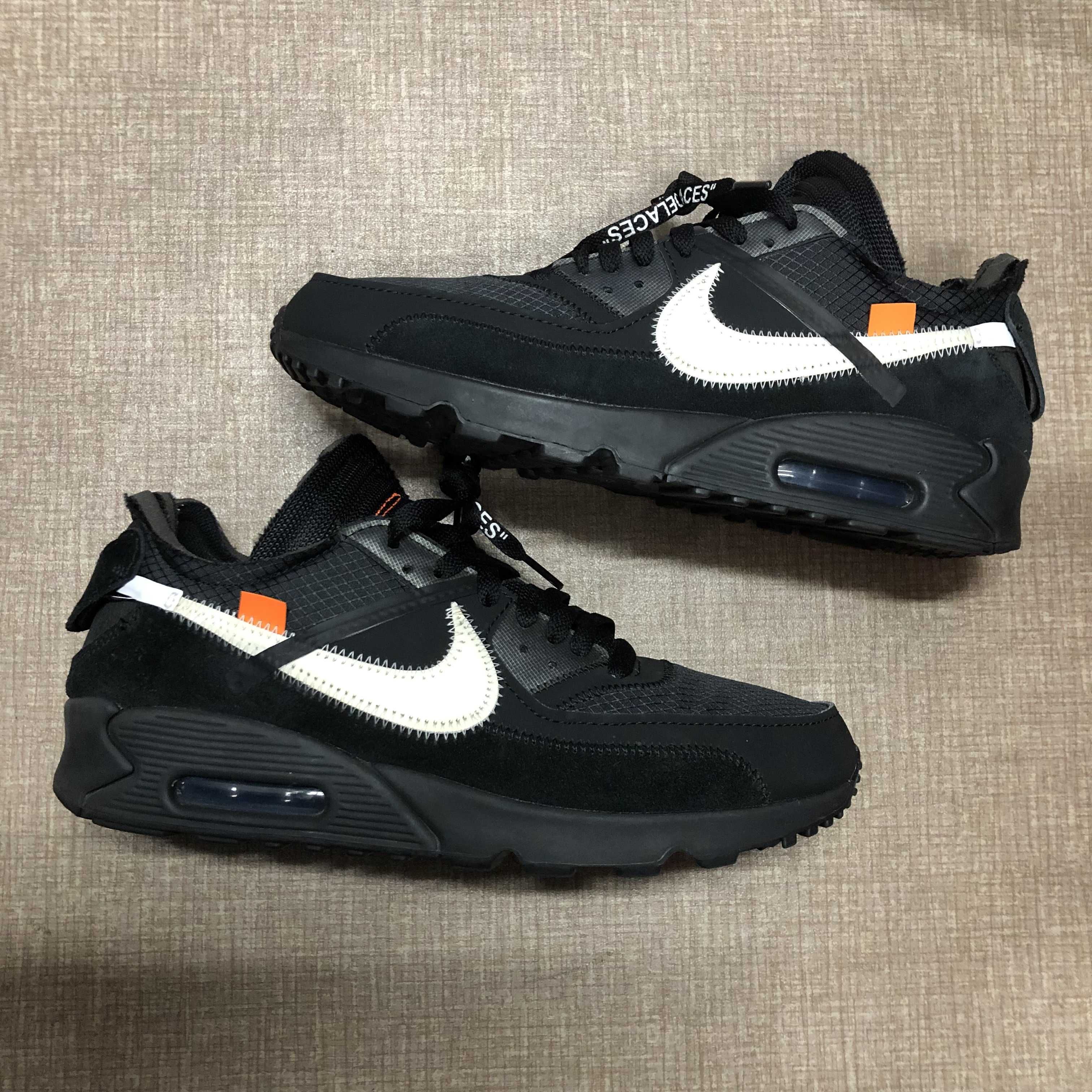 Off-White × Nike Air Max 90 "Black/Black-Cone-White"