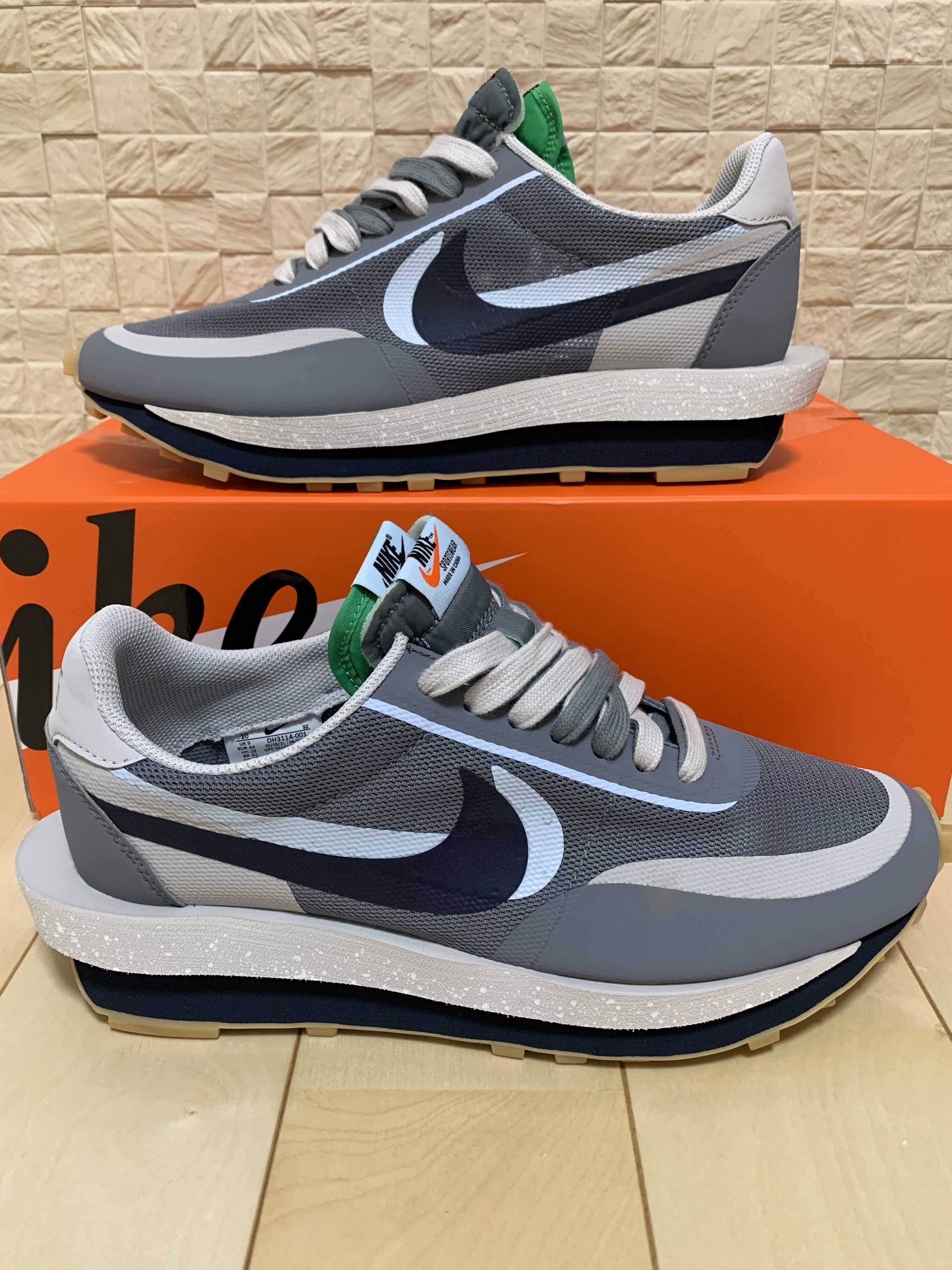 CLOT × Sacai × Nike LD Waffle "Grey Obsidian/Cool Grey"