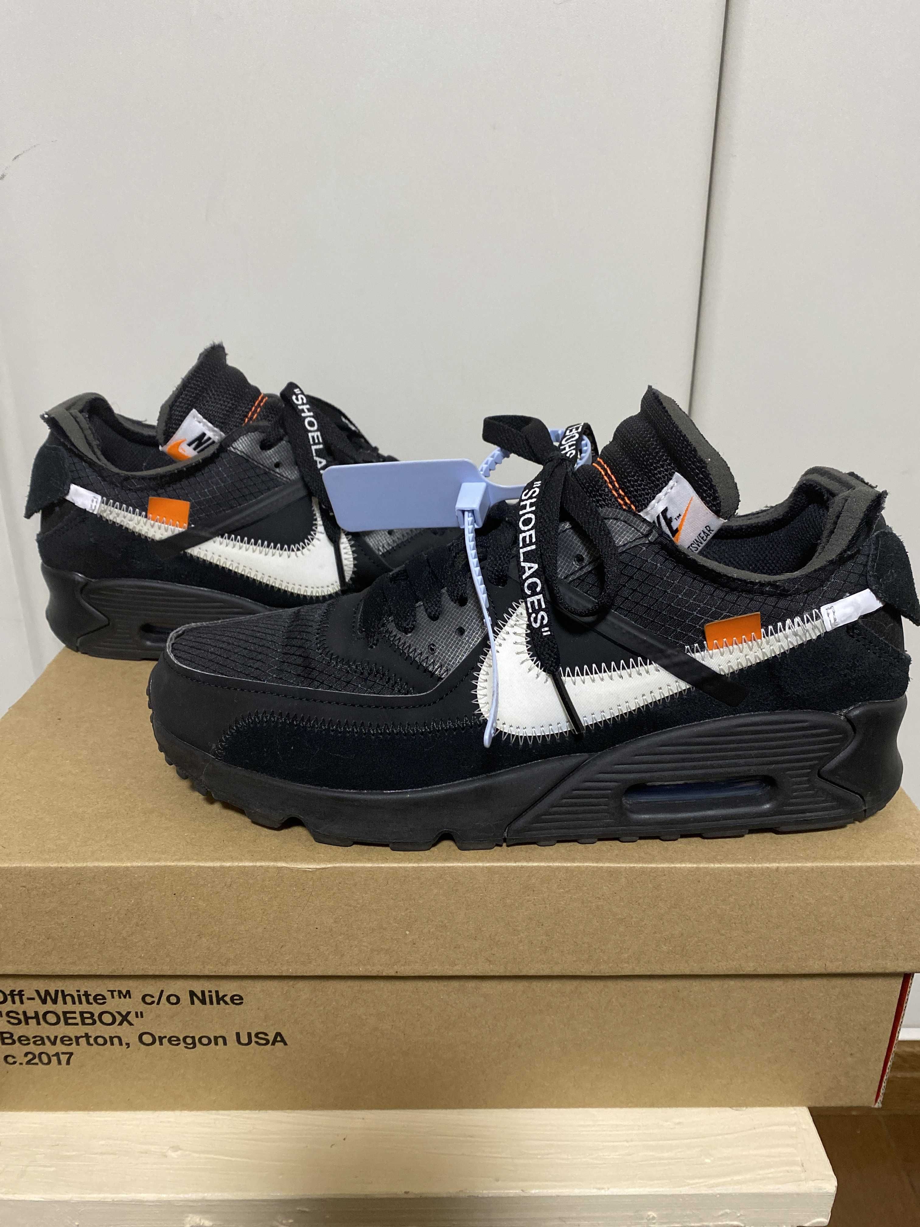 Off-White × Nike Air Max 90 "Black/Black-Cone-White"