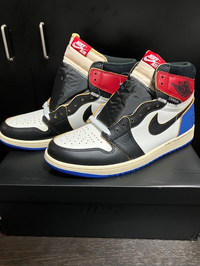 fragment design × UNION × Nike Air Jordan 1 High OG "Black/Varsity Red"