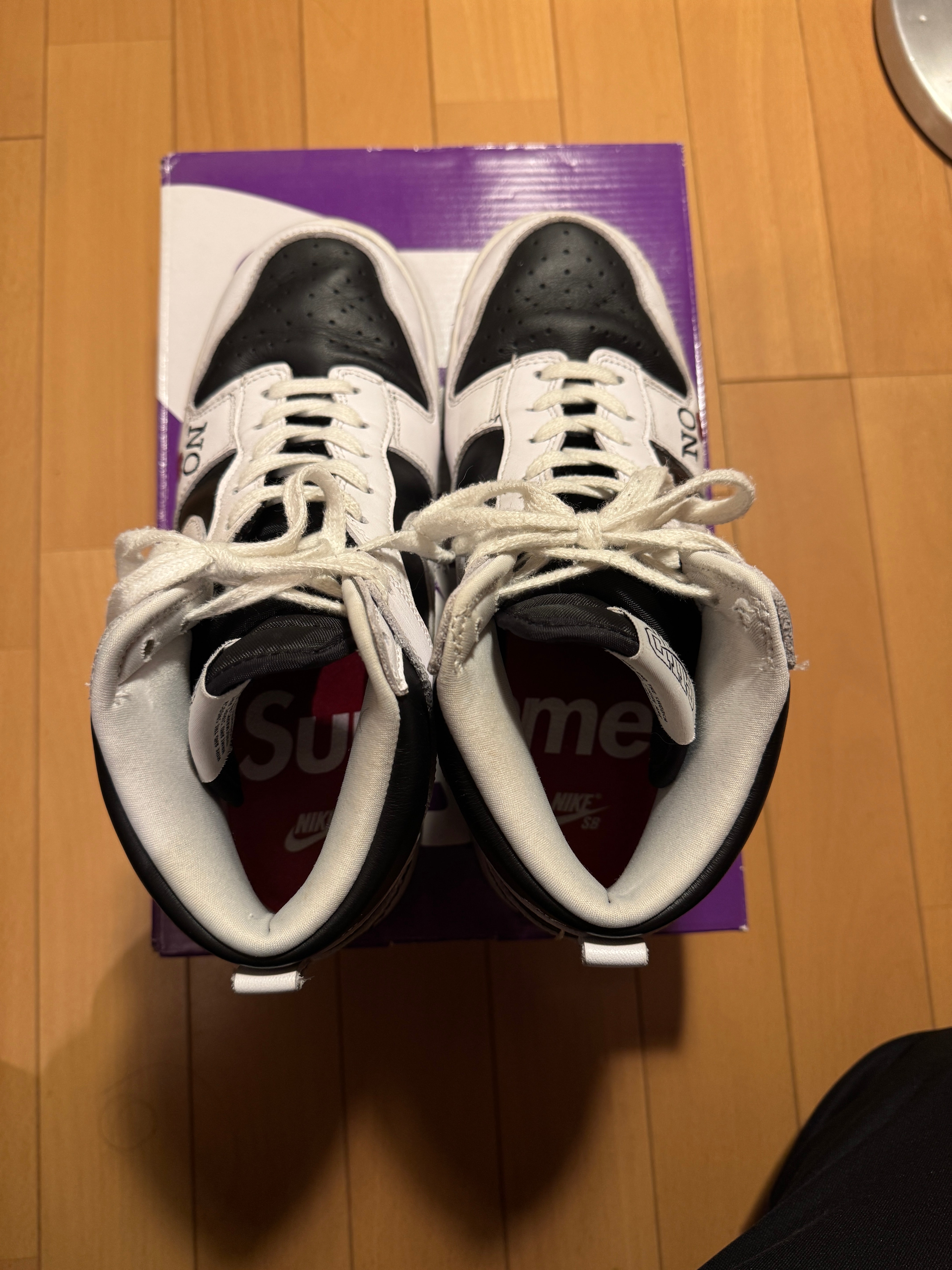 Supreme × Nike SB Dunk High By Any Means "White Black"