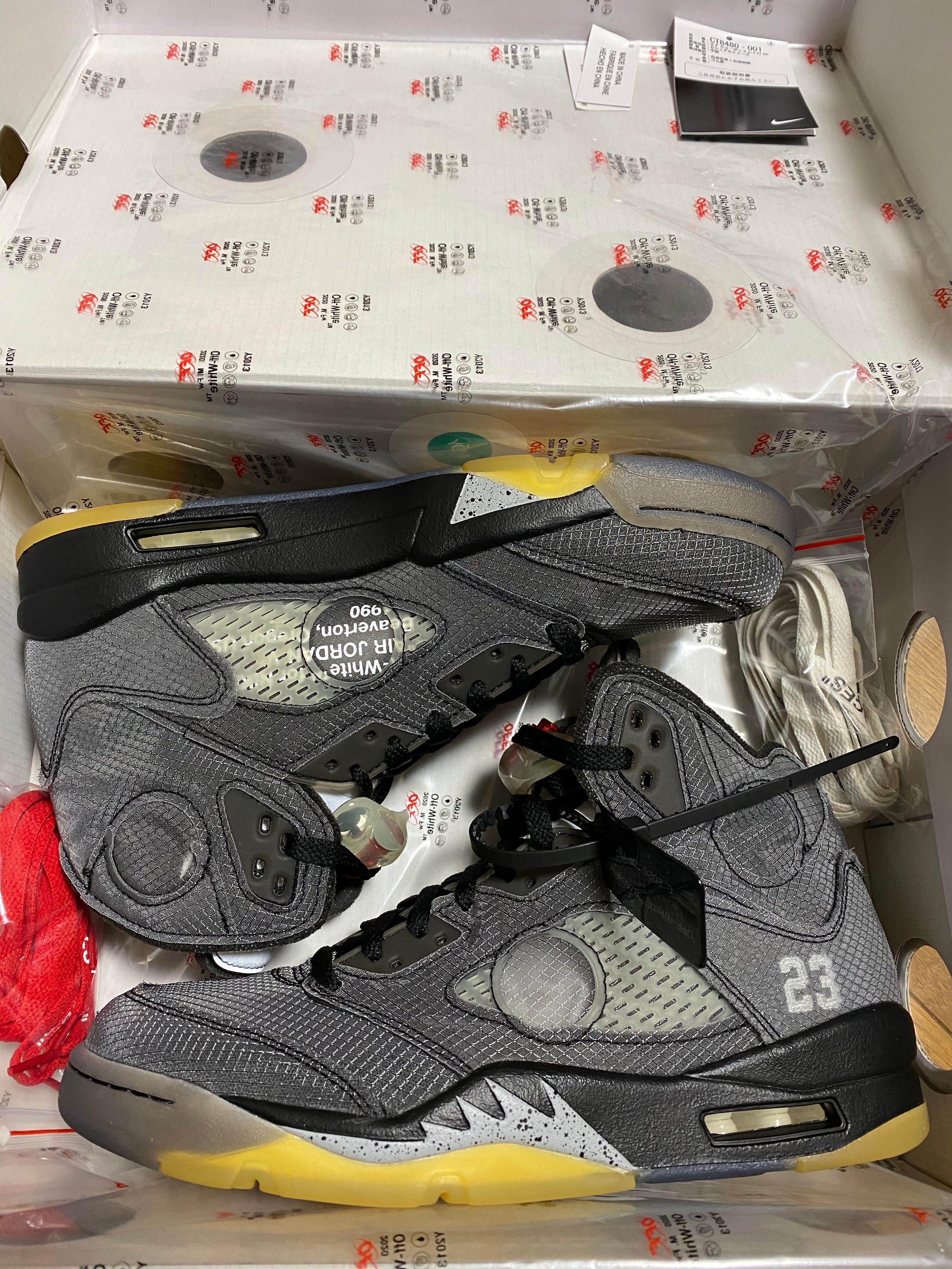 Off-White × Nike Air Jordan 5 "Black/Muslin/Fire Red"