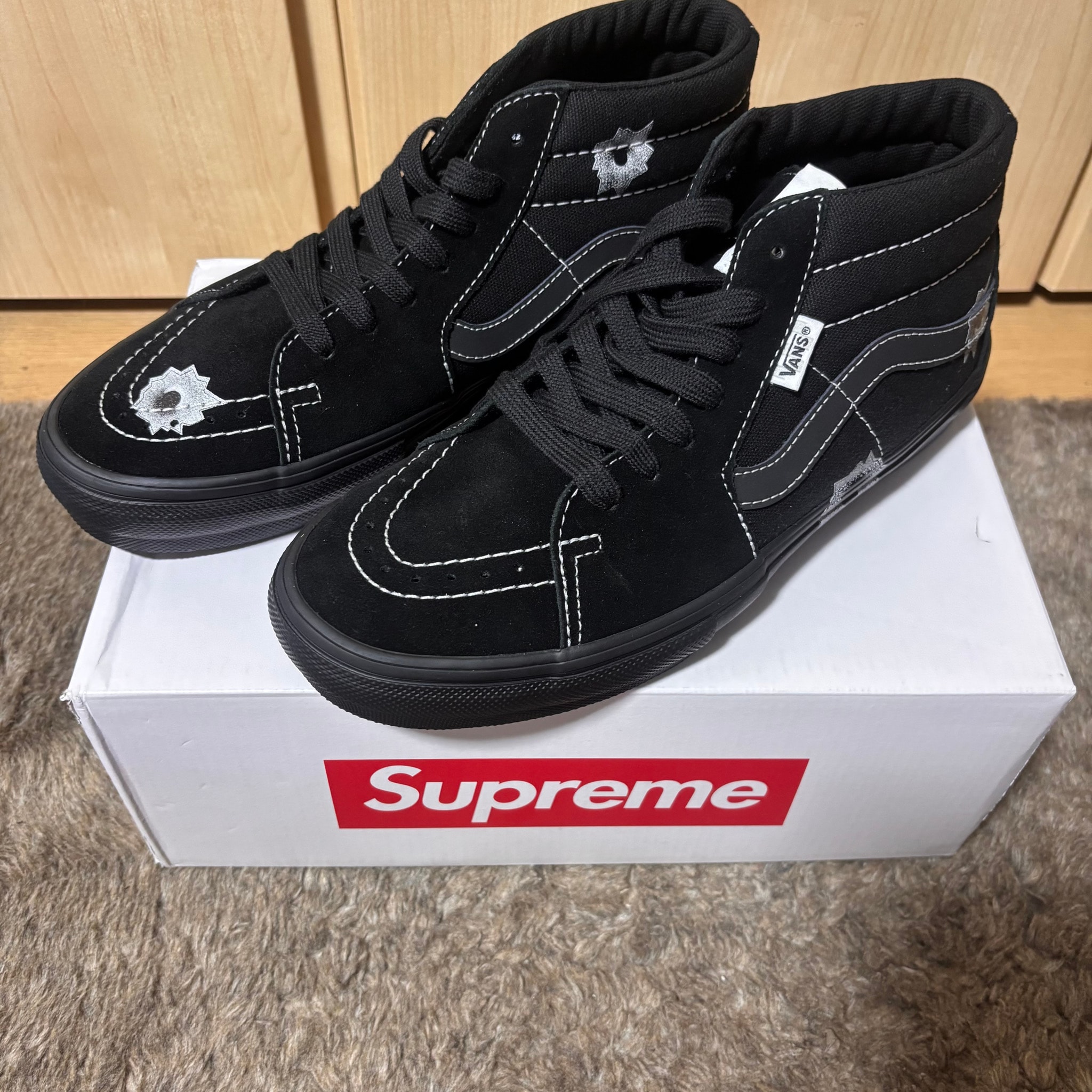 Nate Lowman × Supreme × Vans Skate Grosso Mid "Bullet Hole/Black" (Japan Exclusive) (25SS Week9)