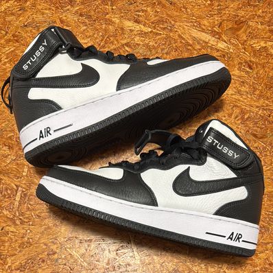 Stussy × Nike Air Force 1 Mid "Black and Light Bone"