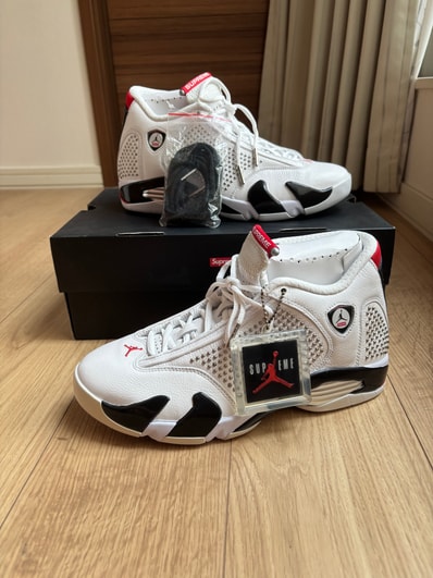 Supreme × Nike Air Jordan 14 Retro "White/University Red"
