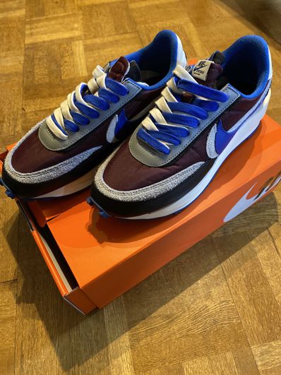 UNDERCOVER × sacai × Nike LD Waffle "Night Maroon/Pale Ivory-Ground Grey-Team Royal"