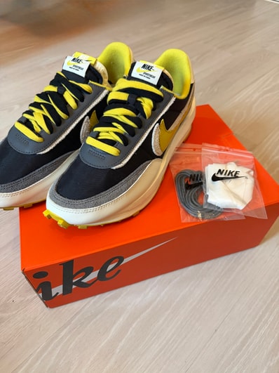 UNDERCOVER × sacai × Nike LD Waffle "Black/Sail-Dark Grey-Bright Citron"