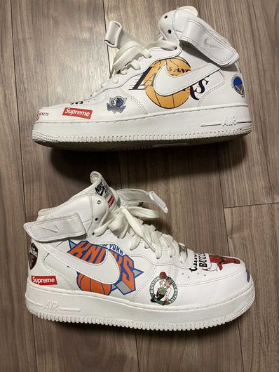 Supreme × NBA × Nike Air Force 1 Mid '07 "White"