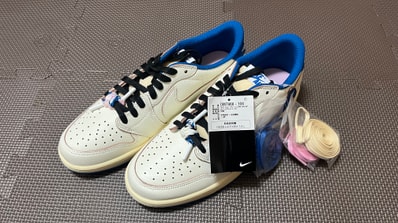 Travis Scott × fragment design × Nike Air Jordan 1 Low OG "Sail/Military Blue"