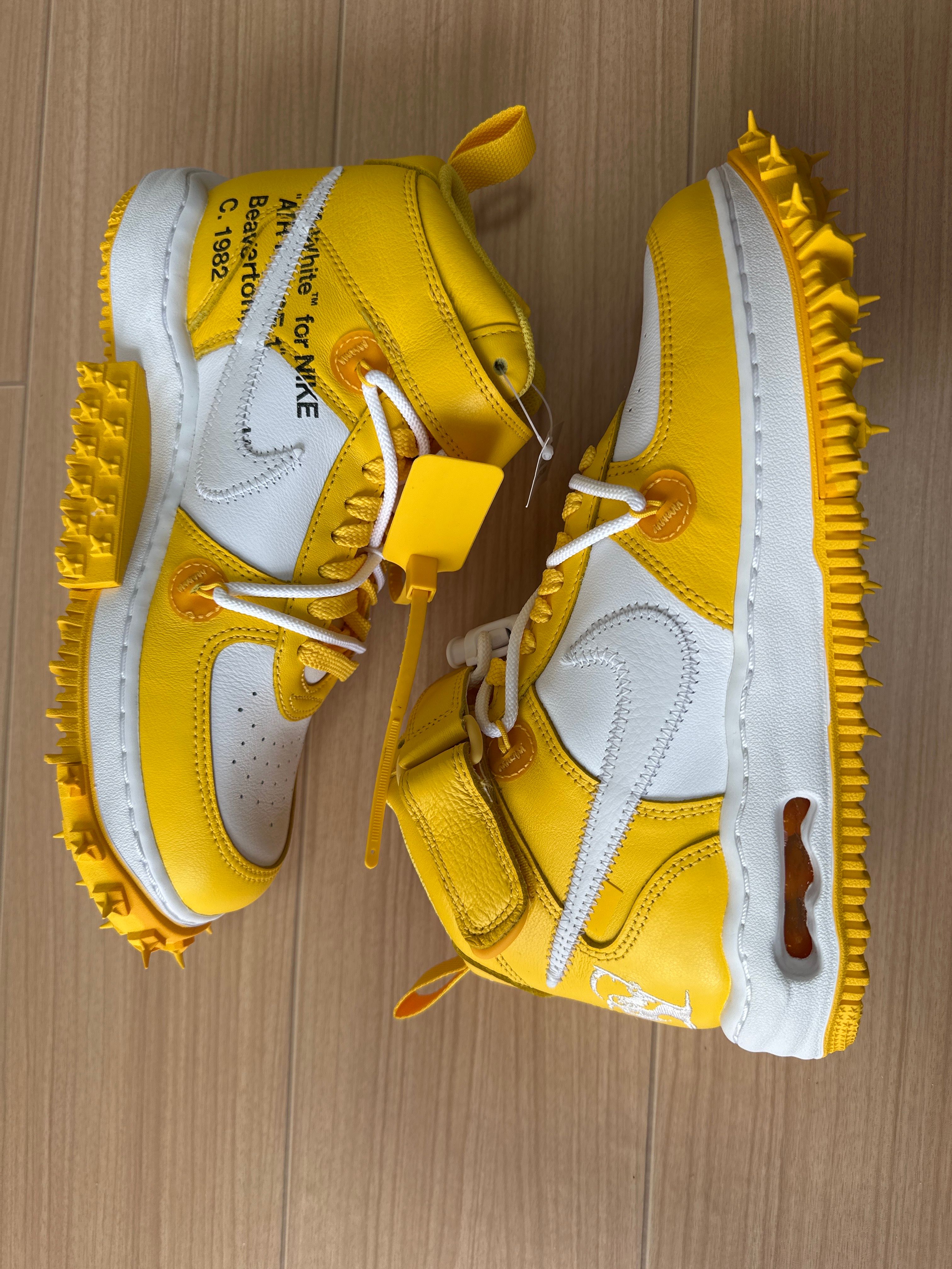 Off-White × Nike Air Force 1 Mid SP LTHR "White and Varsity Maize"