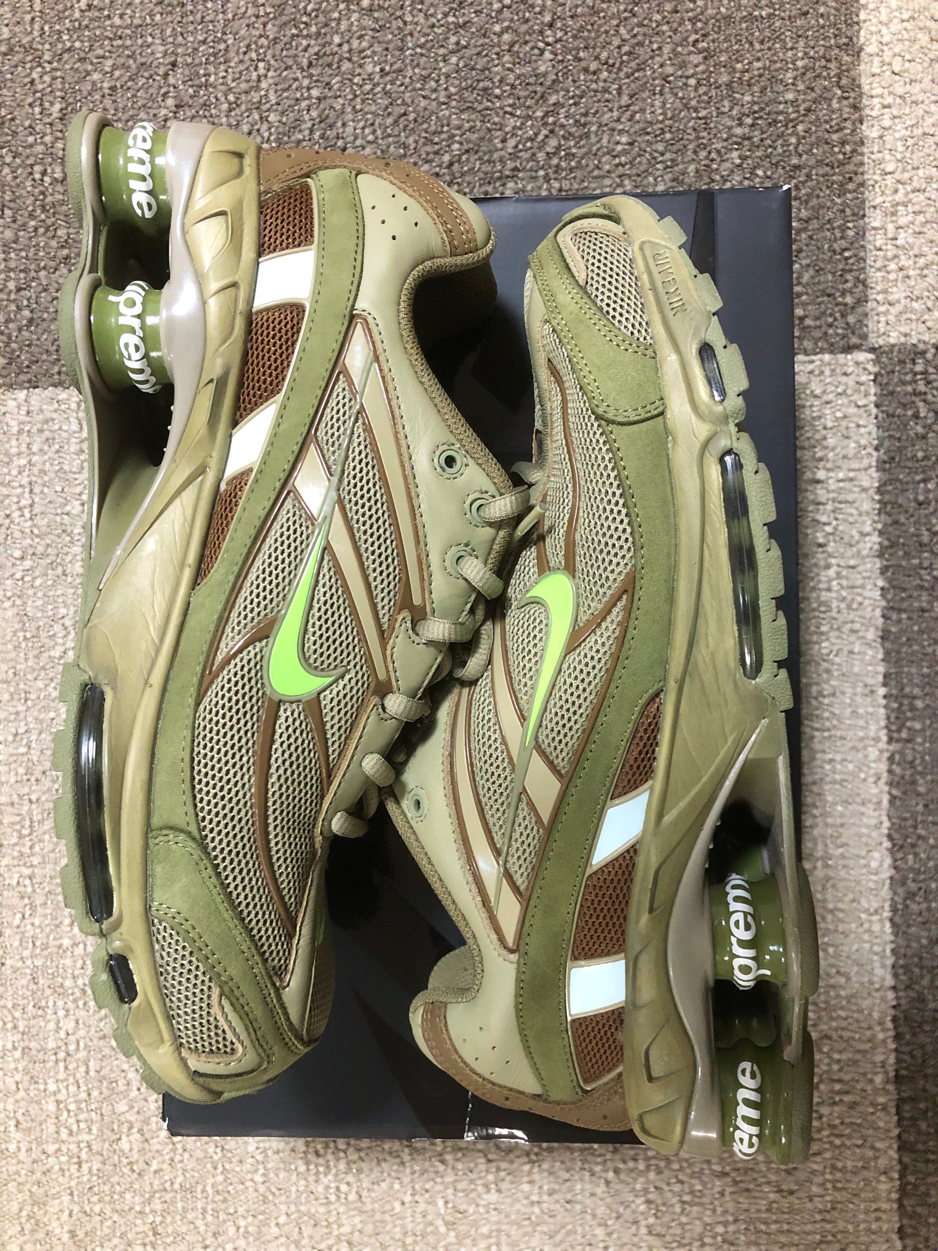 Supreme × Nike Shox Ride 2 "Neutral Olive/Electric Green-Pilgrim"