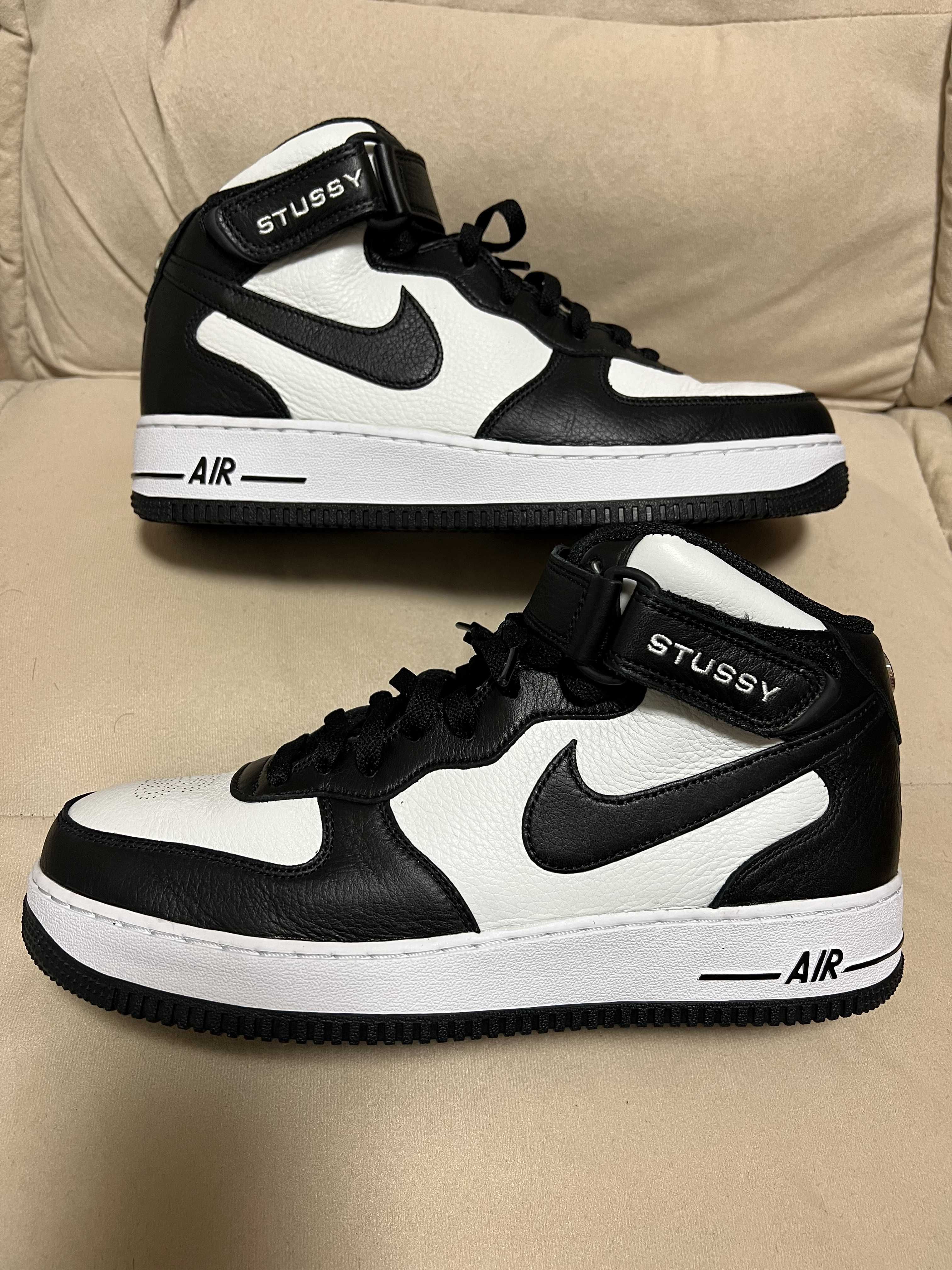 Stussy × Nike Air Force 1 Mid "Black and Light Bone"