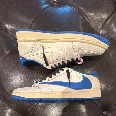Travis Scott × fragment design × Nike Air Jordan 1 Low OG "Sail/Military Blue"